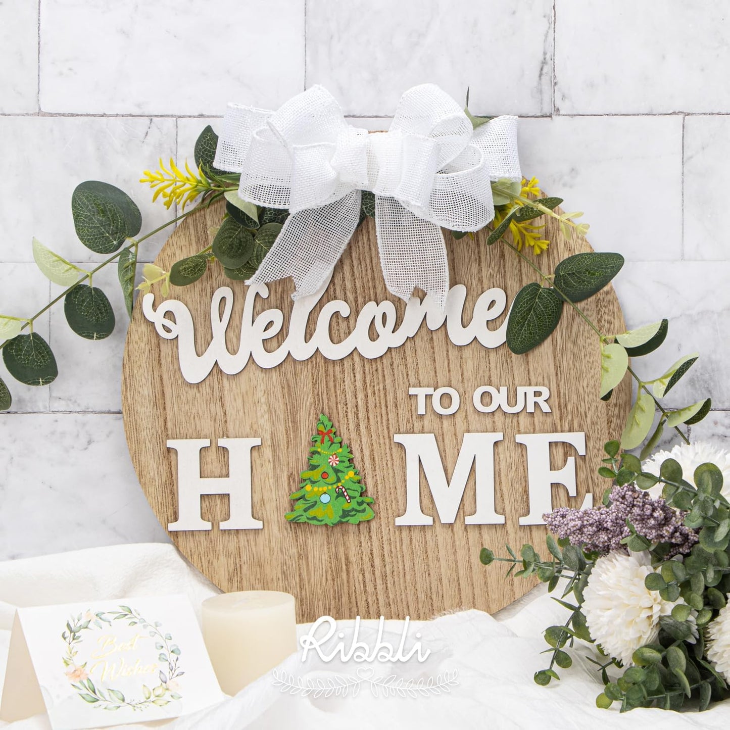 Ribbli White Burlap Wired Ribbon, 1-1/2” Inch x Continuous 20 Yard, White Wired Ribbon for Wreaths,Big Bows,Tree Decoration,Outdoor Decoration