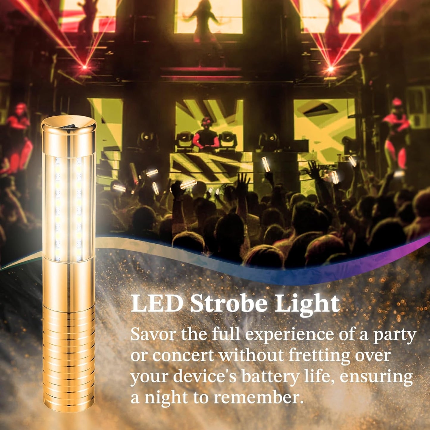 4 Packs Rechargeable LED Strobe Baton Lights Reusable Bottle Service Lights for Liquor Bottles Handheld Service Sparklers for Club Weddings Concert Outdoor Events (Gold-White Light, 4)
