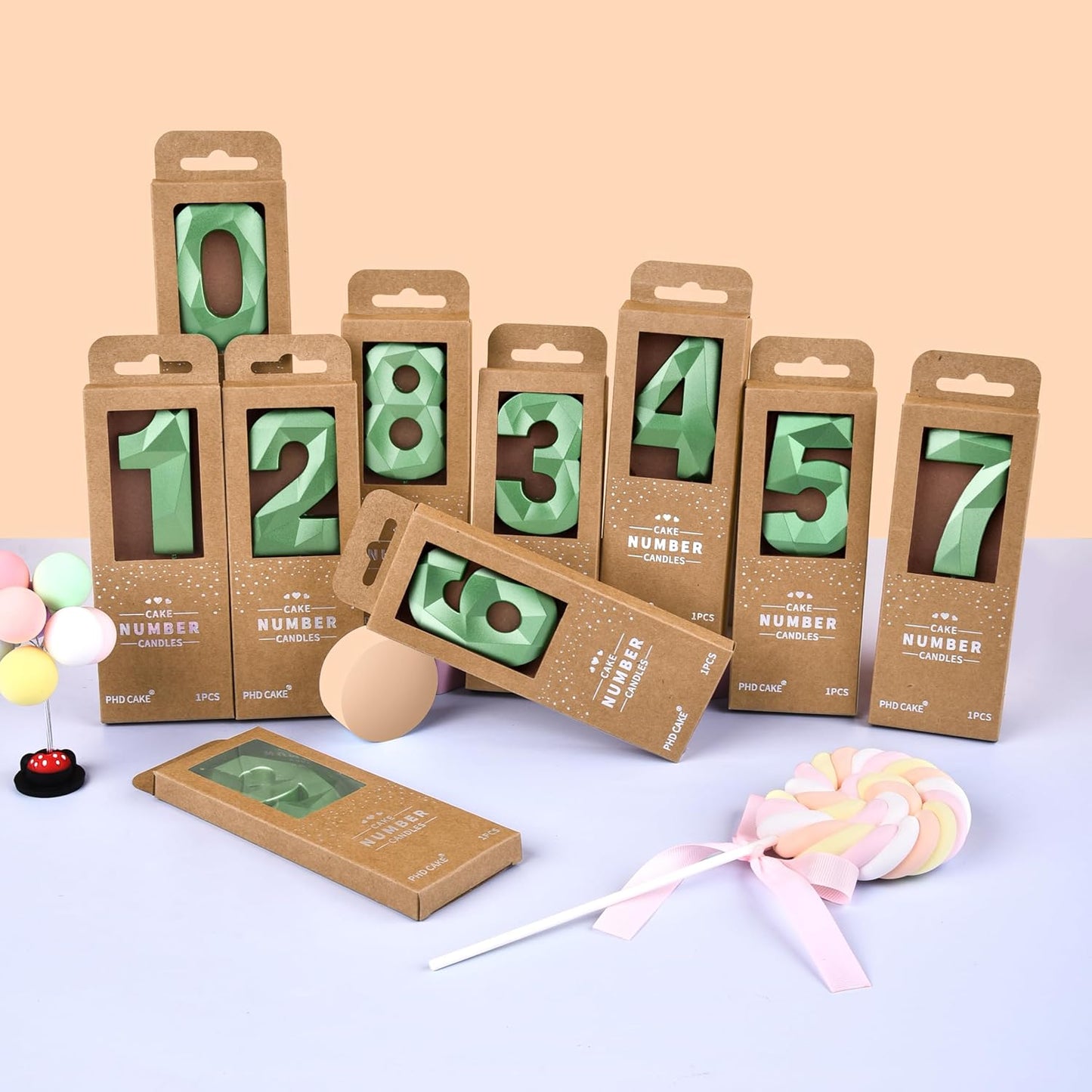 PHD CAKE 2.76 Inch Crystal Green 4 Number Cake Candle, Numeral Birthday Candles, Green Number Candles, Party Celebration