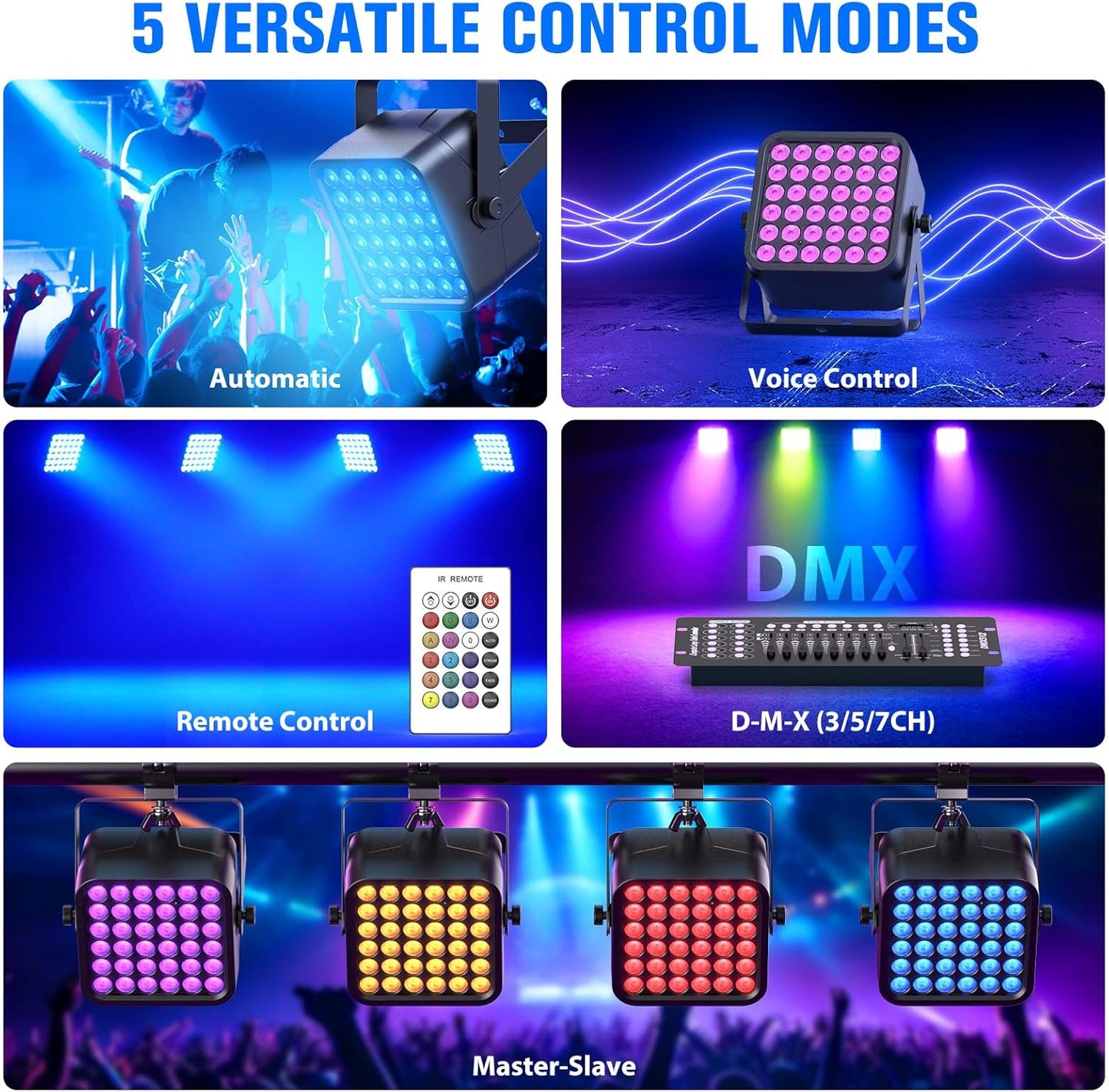 Rechargeable Par Can Lights, 72W RGB 5200mAh Uplights Battery Powered Stage Light, Wireless DJ Lights Sound Activated with Remote & DMX Control for Festivals, Weddings, Bars, Churches, DJ (16 Packs)