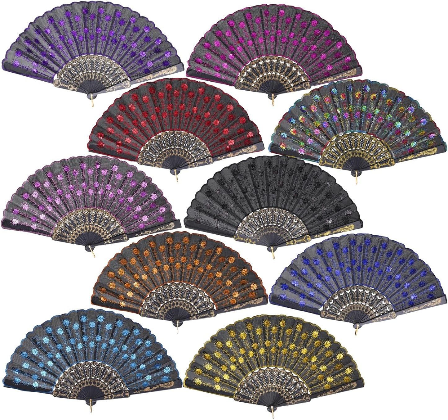 QIRMIZI 30 PACK Fabric Folding Handheld Fans, Perfect for Weddings, Parties, and Dancing,Mixed