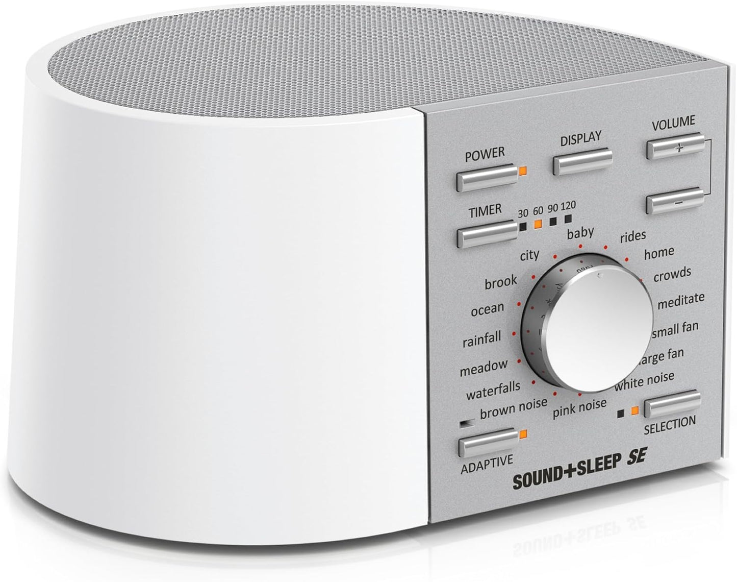 Adaptive Sound Technologies Sound + Sleep SE Noise Machine - White Noise Machine - Non-Looping Environmental/Nature Sounds for Sleep & Relaxation - with Timer & Headphone Jack - White/Silver