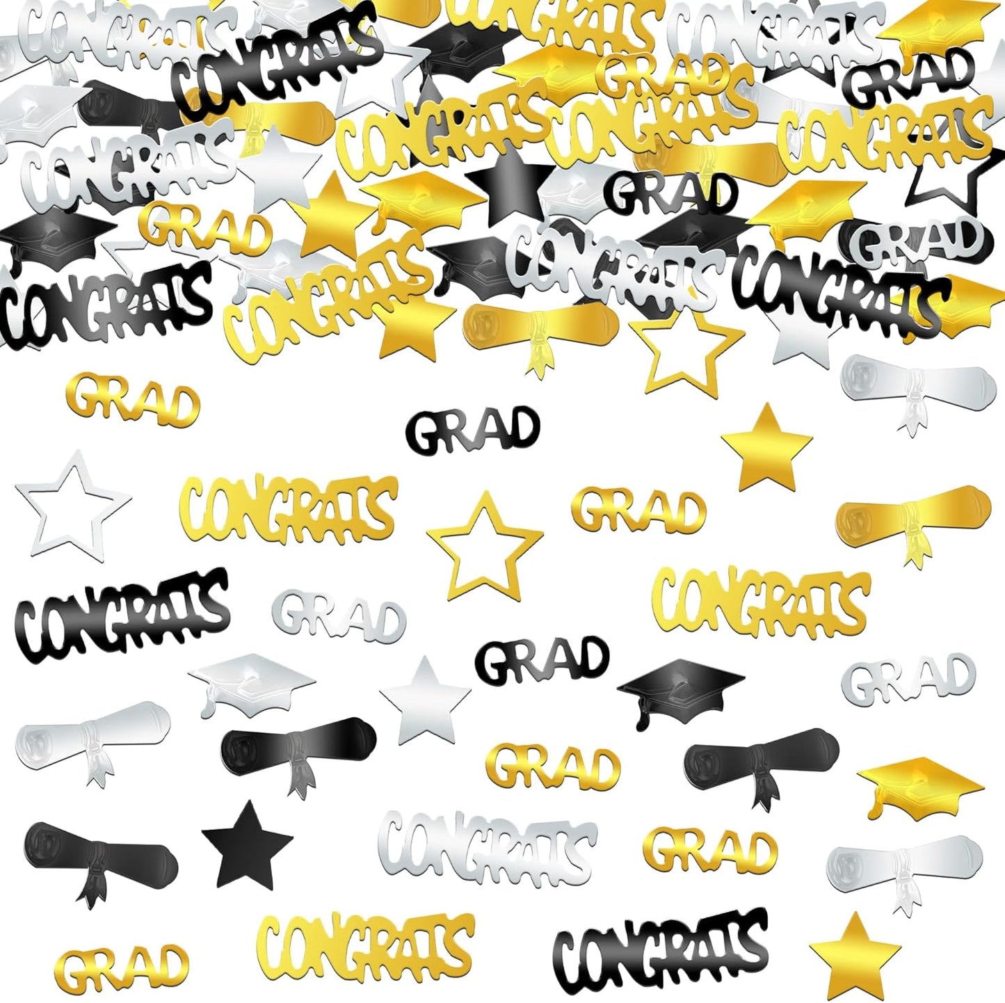 KatchOn, Congrats Grad Graduation Confetti 2025 - Pack of 1000 | Black and Gold Grad Decorations Class of 2025 | Grad Confetti Class of 2025 for Black and Gold Graduation Decorations 2025