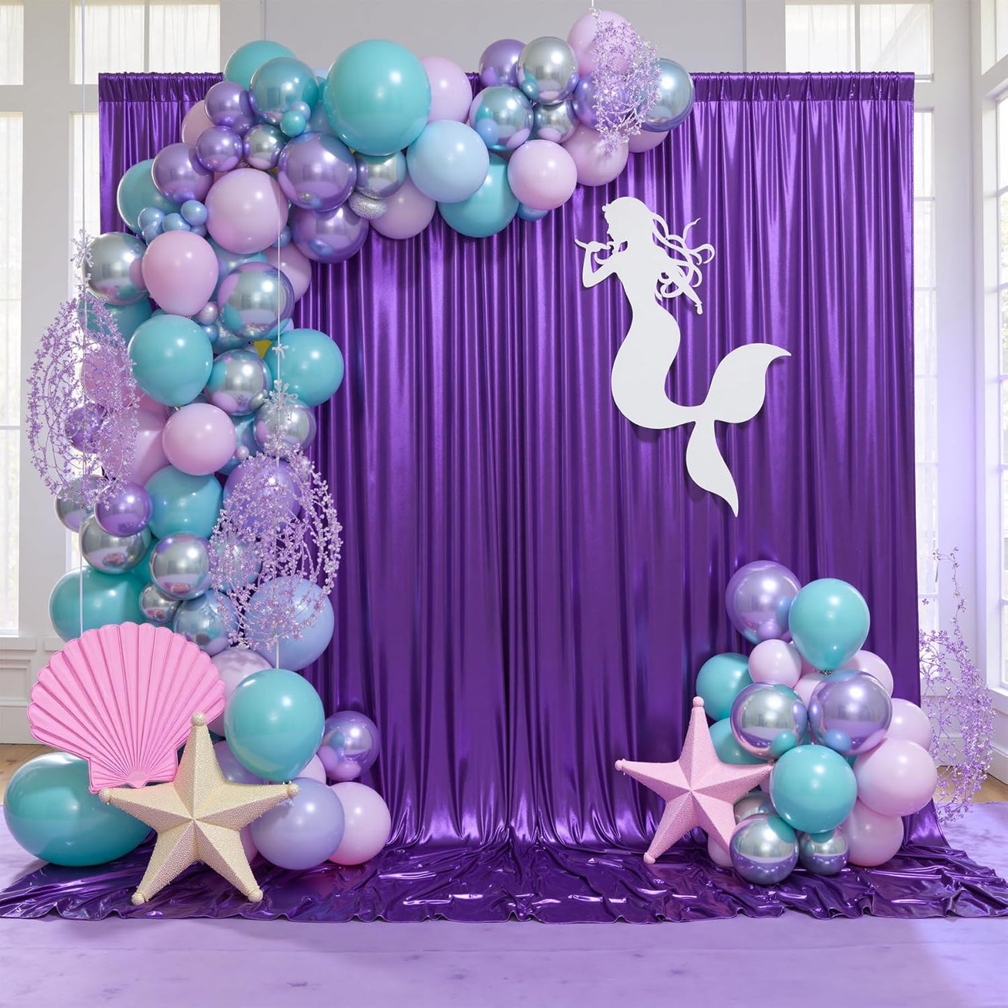 gogoparti 10x10FT Purple Sequin Backdrop Curtain - 2 Panels of 5x10FT Wrinkle-Free Glitter Drapes for Photography, Birthdays, Weddings & Graduations