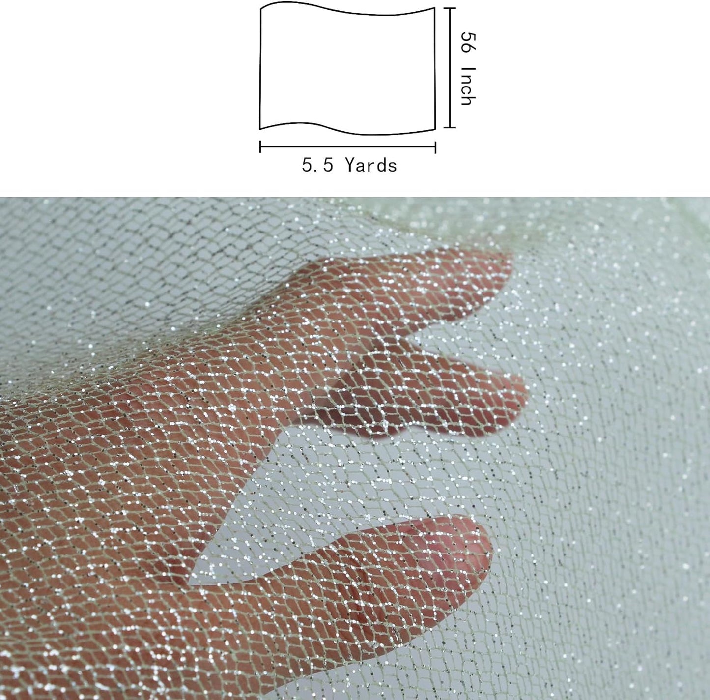 Glitter Tulle Fabric 56 Inch by 5.5 Yards Fabric Tulle Bolt for Wedding Christmas Decorations DIY White Tutu Baby Shower Table Skirt Ceiling Decor Birthday Party Craft Supplies-Mint Green