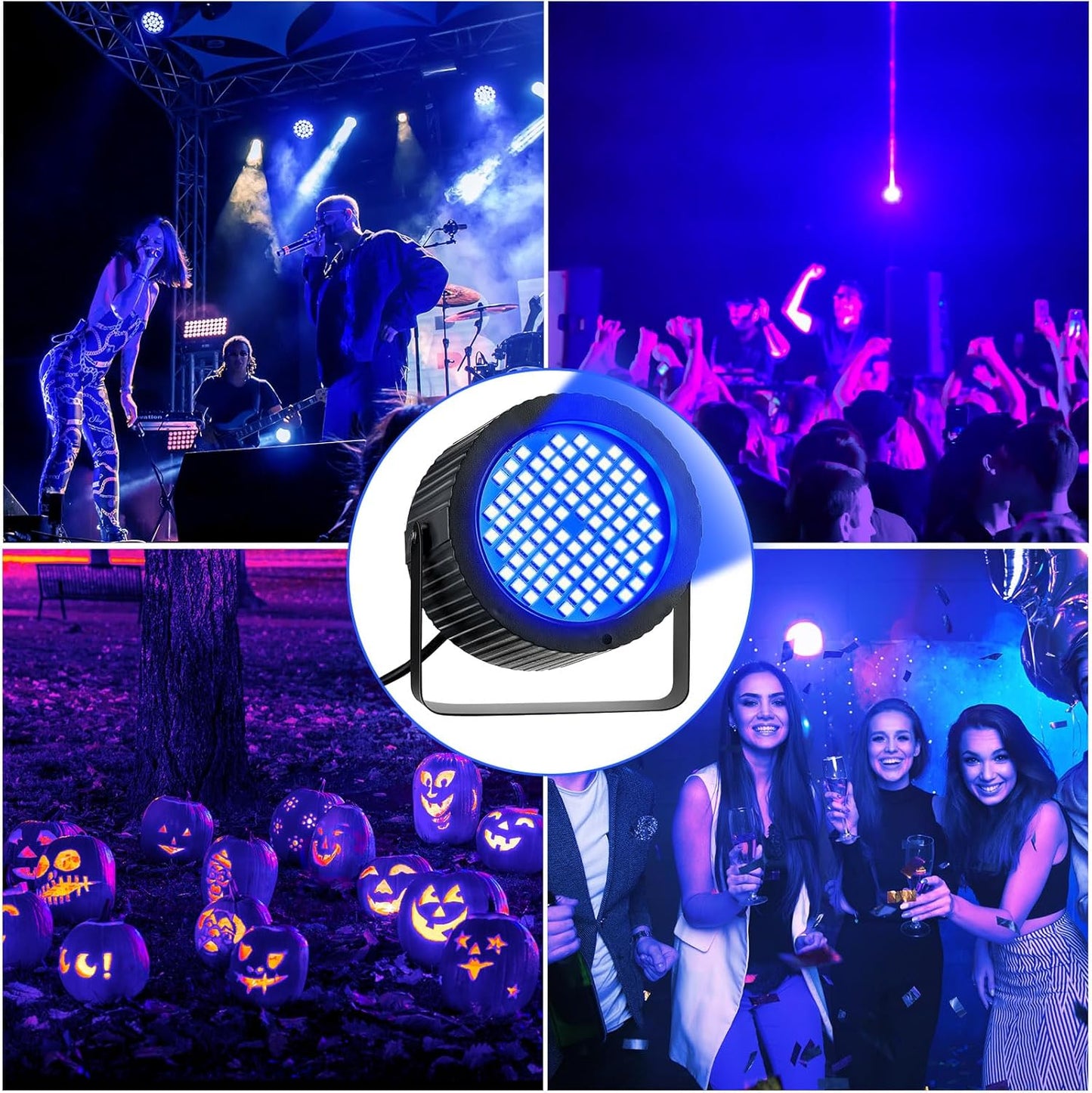 Funtery 2 Pcs Bright White Strobe Light 88 LEDs Flash Party Lighting Speed and Sound Modes Flashing Stage Lights for Christmas Easter Birthday Party Room Dance DJ Bar Karaoke Show Wedding(Blue)