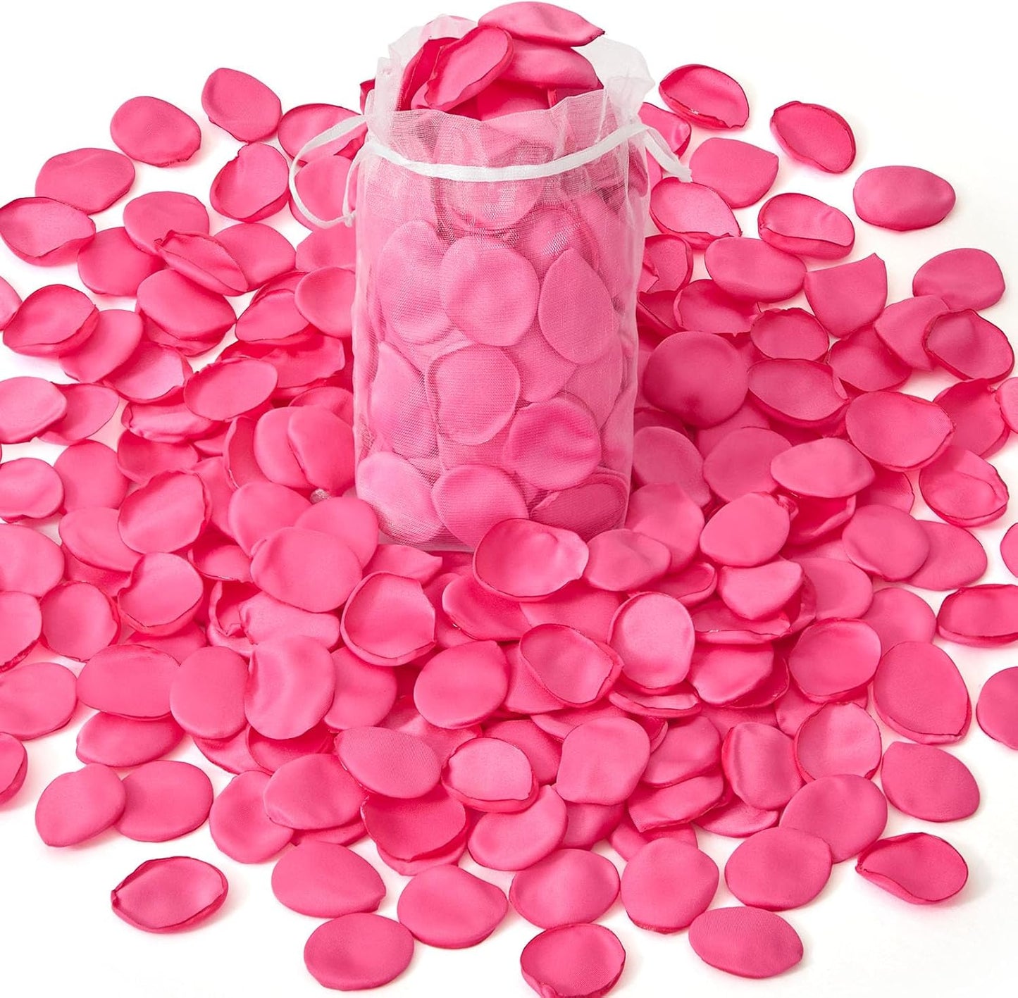 Alecono 400Pcs Silk Rose Petals, Faux Hot Pink Petals for Wedding Proposal Flower Girl Basket, Flower Petals to Throw at Wedding Birthday Party Decoration