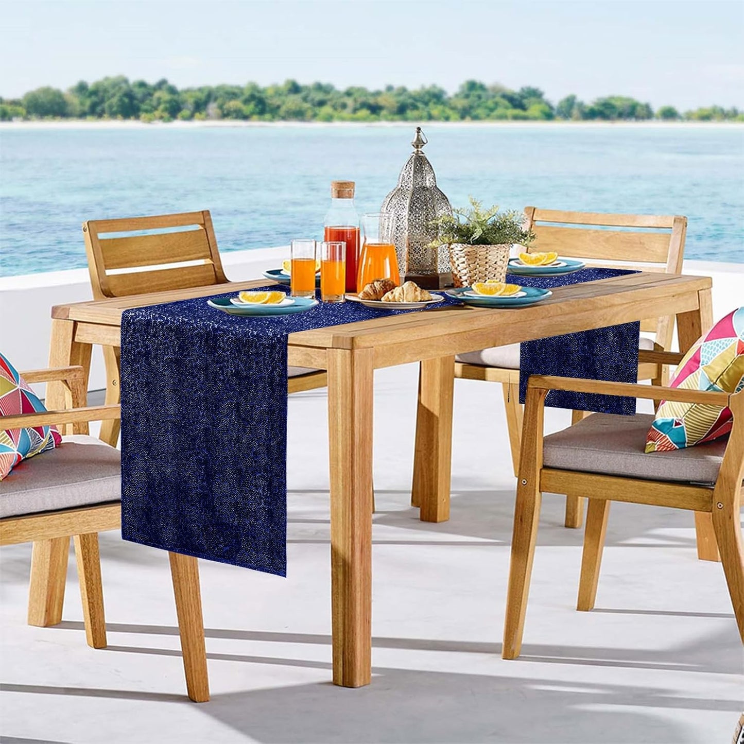 2 Packs 12 x 72 inches Sequin Table Runner, Navy Blue Glitter Table Runner for Birthday Party Supplies Wedding Engagement Baby Shower Holiday Celebration Event Decorations