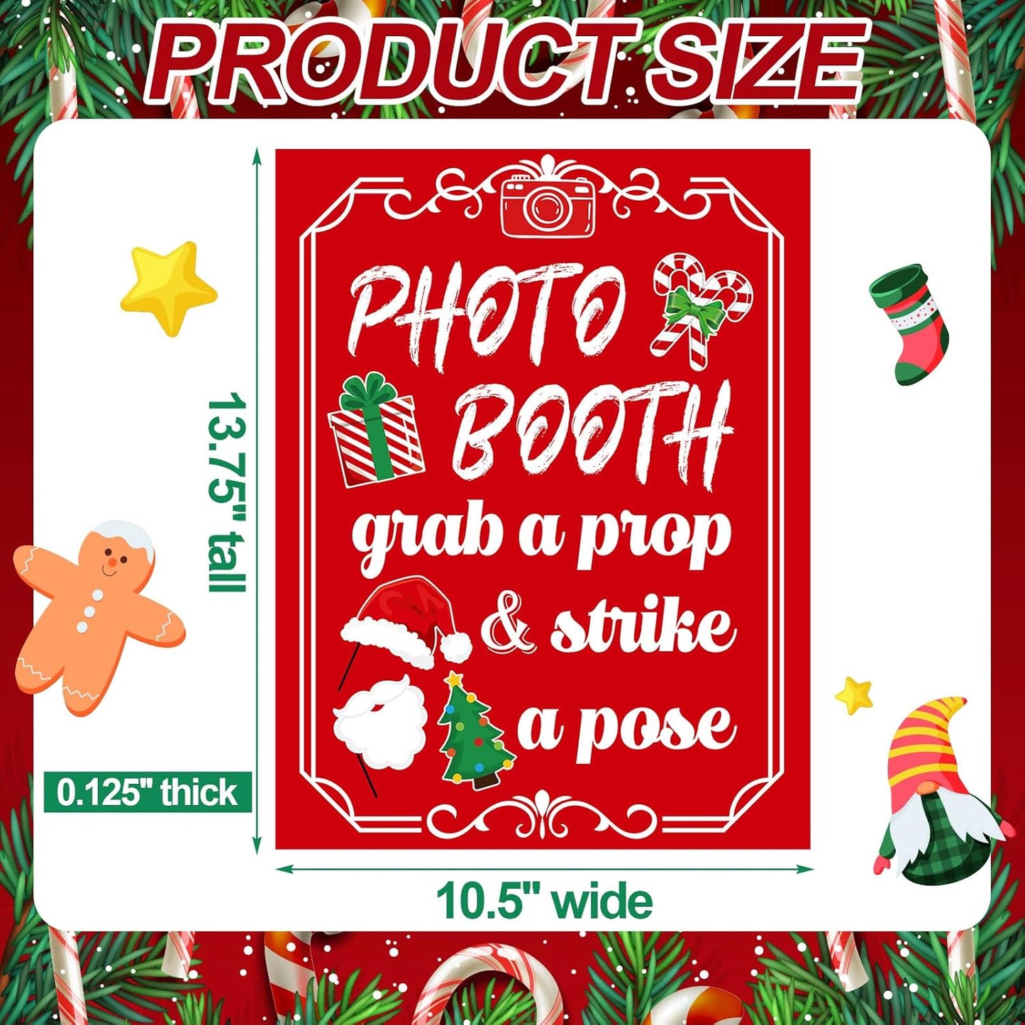 Photo Booth Sign with Stand Retro Background Table for Christmas Indoor and Outdoor Party Theme Event Photography Props Desktop Decoration Supplies