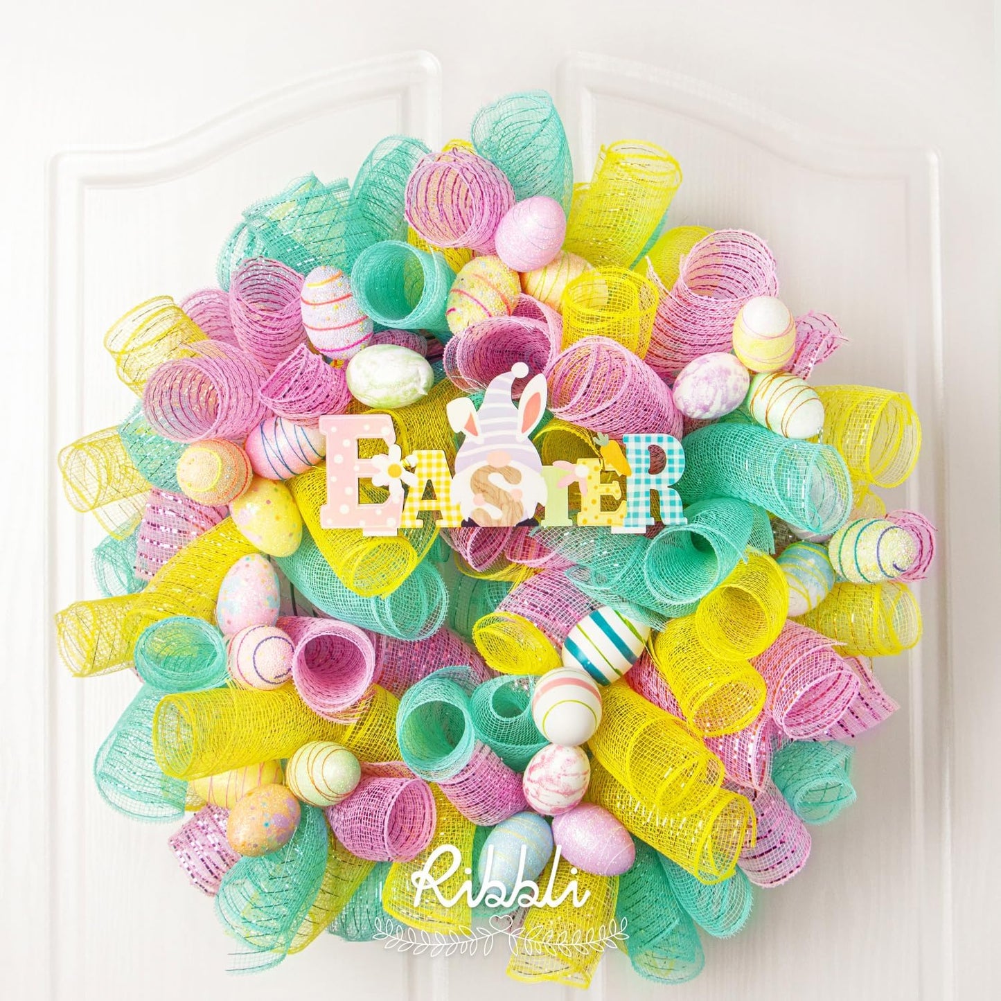 Ribbli 2 Rolls Yellow Mesh Ribbon,10 inch x 30 feet(10Yard) Each Roll,Metallic Yellow with Gold Foil,Use for Wreath Swags and Decorating