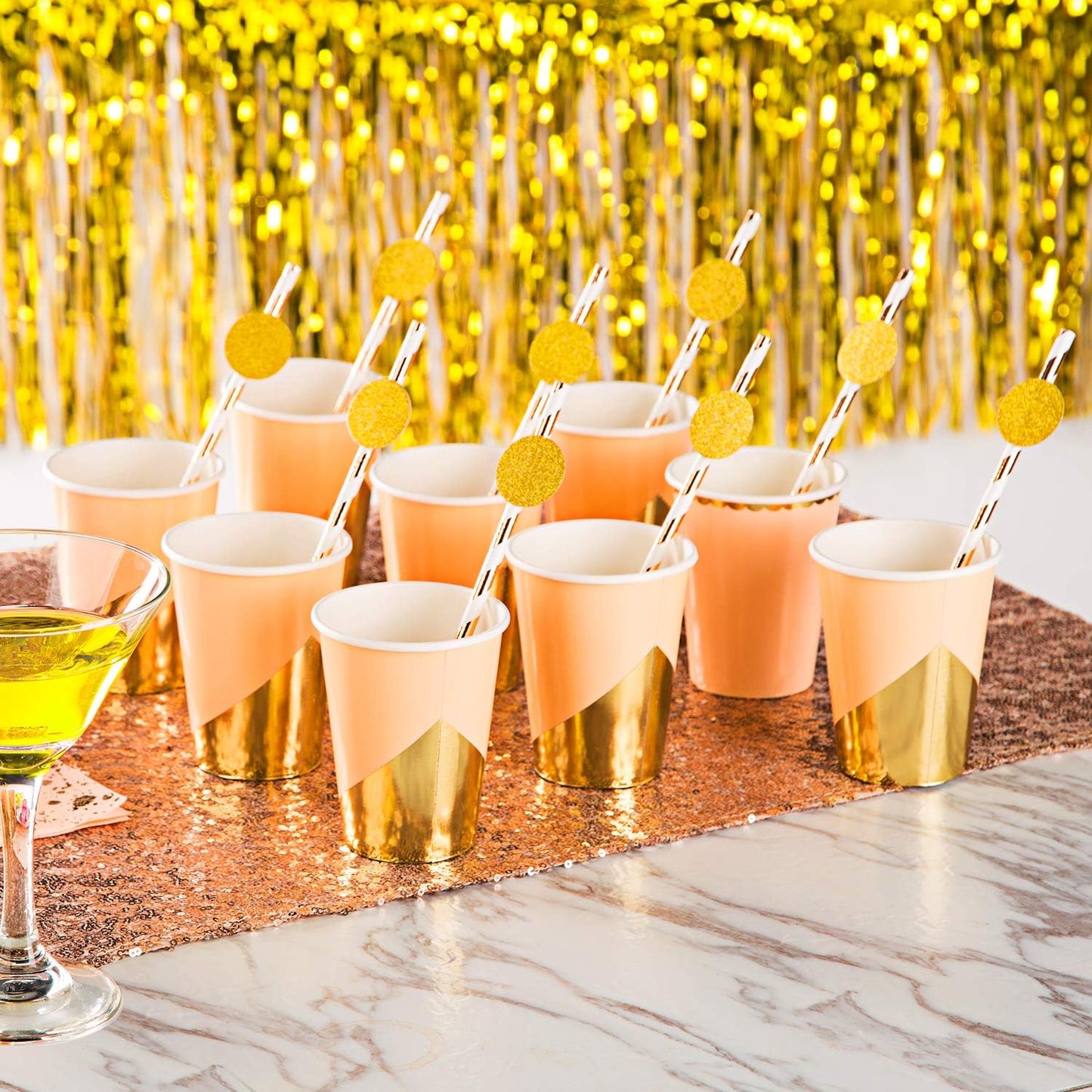 MOWO Glitter Confetti Circles Wedding Party Decor and Table Decor, 1.2’’ in Diameter (glitter gold,200pc)