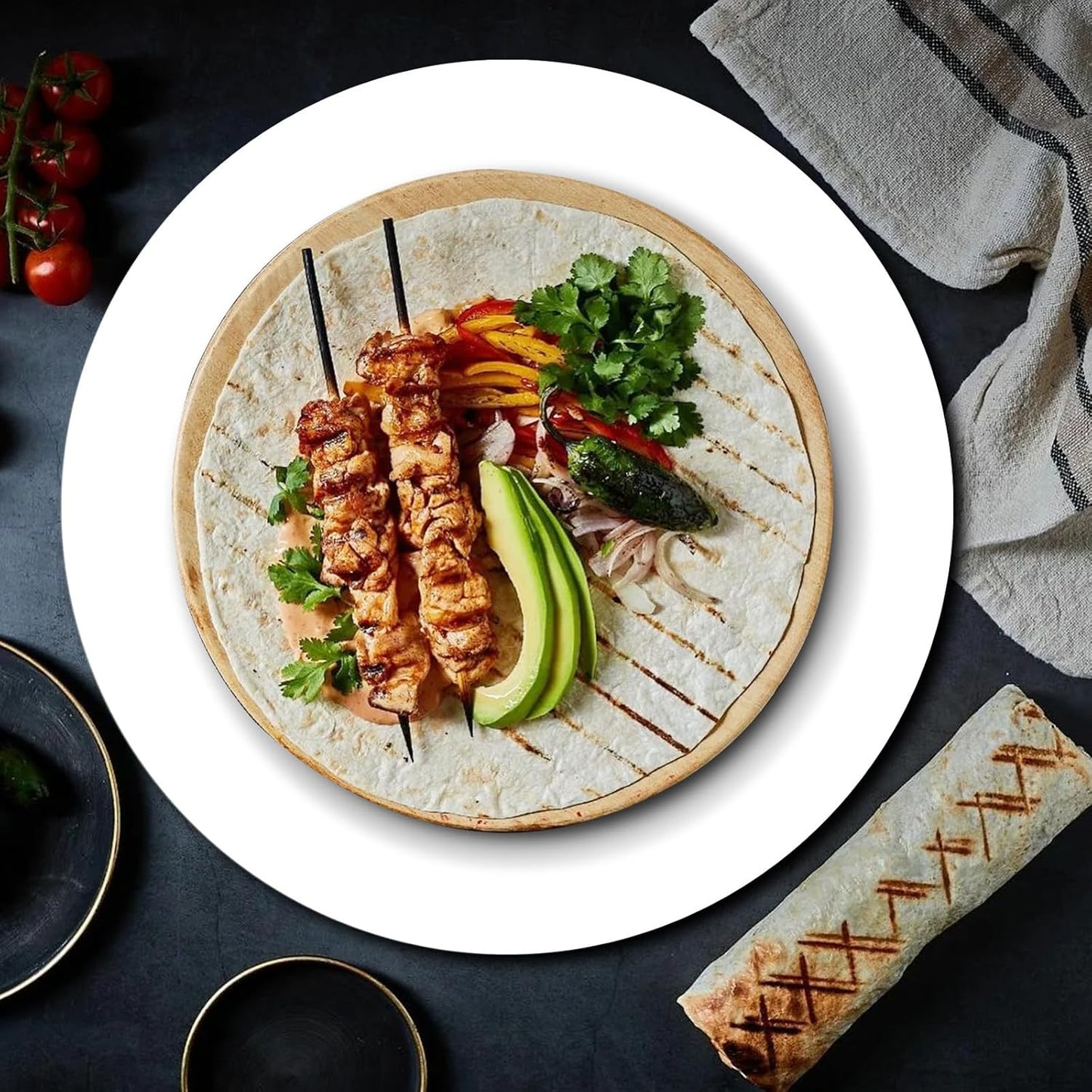 50 Pieces White Paper Place Mats White Round Disposable Table Mats Decorative Placemats for Wedding Bridal Shower Black Birthday Party Dining Decor