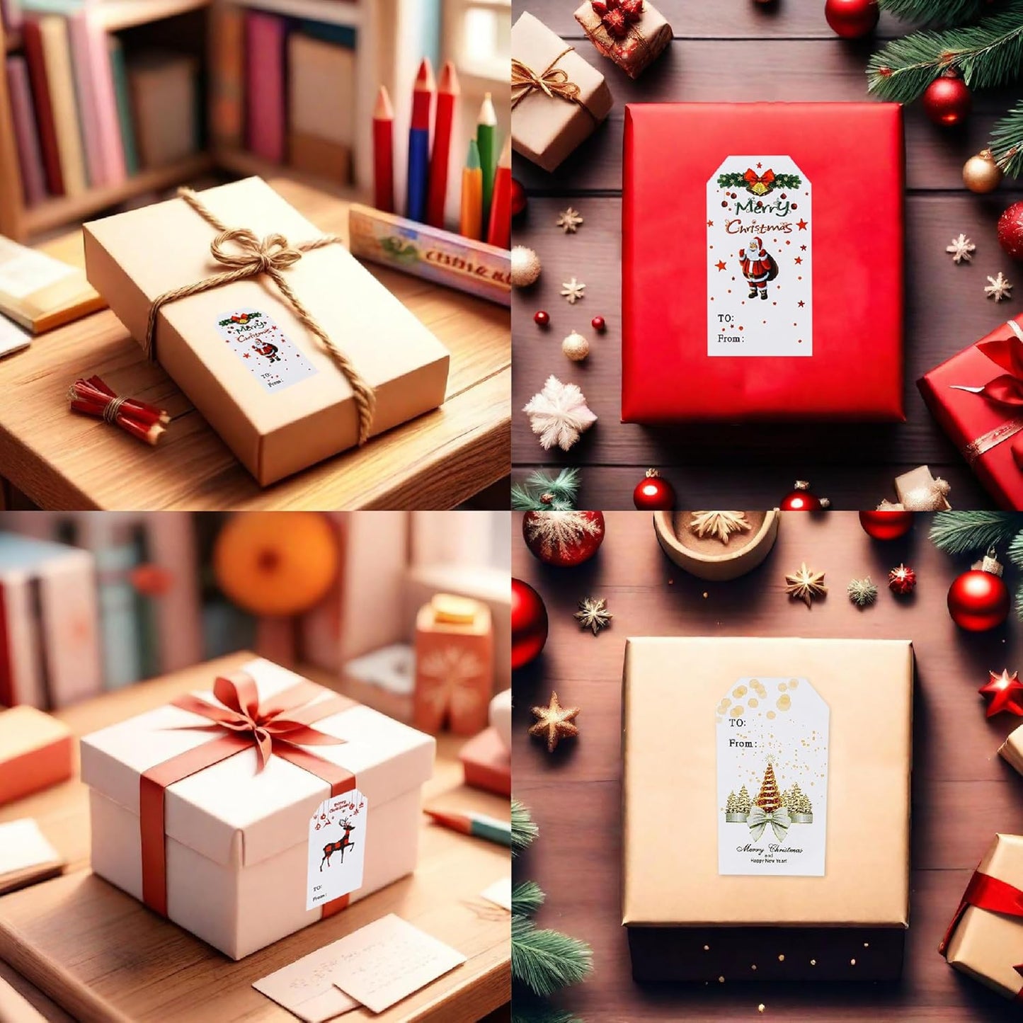 300 Pieces Christmas Gift Tags Sticker Name Tags for Christmas Presents Gift Labels (Inches, 3 x 1.6)