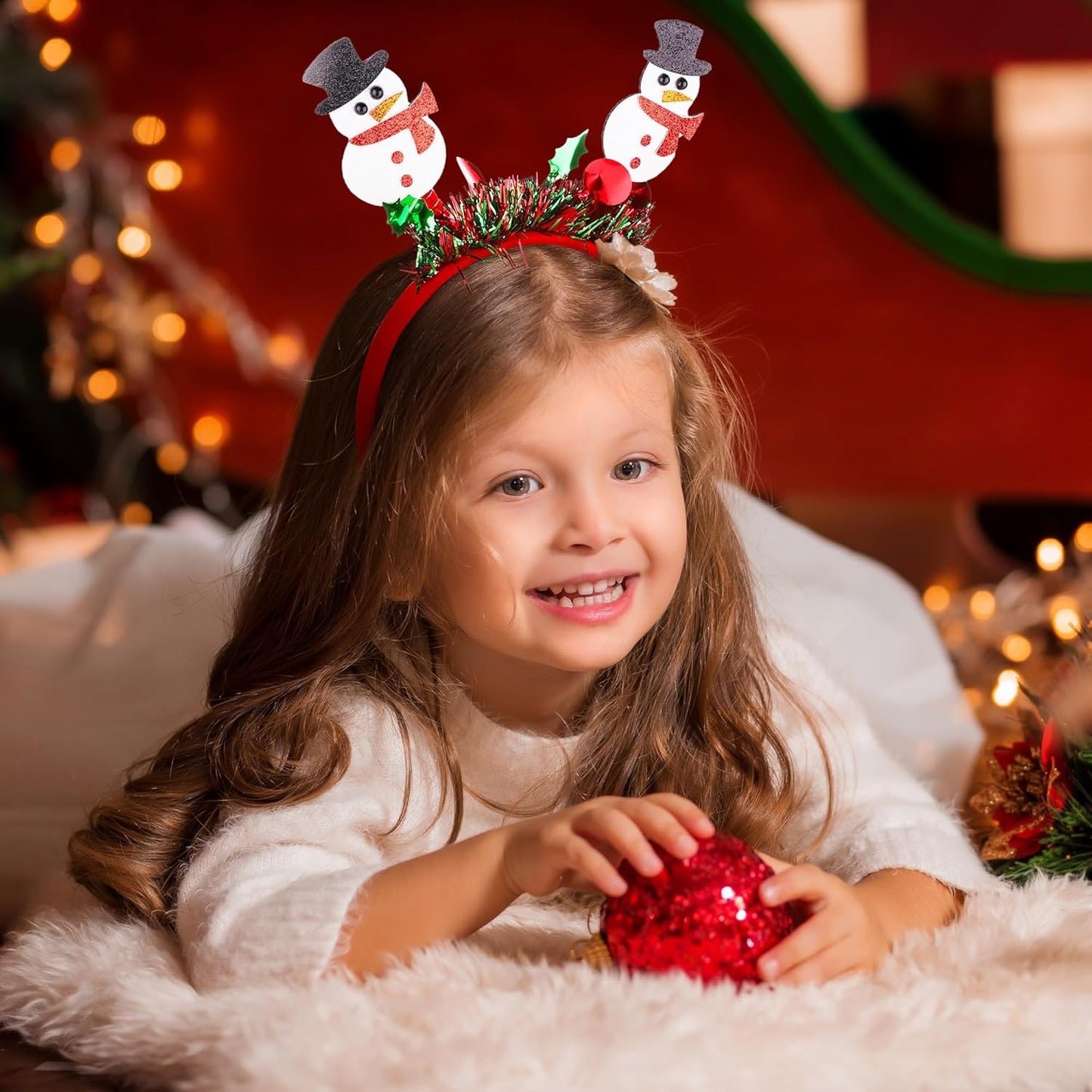 Aodaer 8 Pack Christmas Headbands Glitter Xmas Headband Costume Headwear Assorted Styles Snowman Santa Christmas Tree Gift Headband for Christmas Party Favors