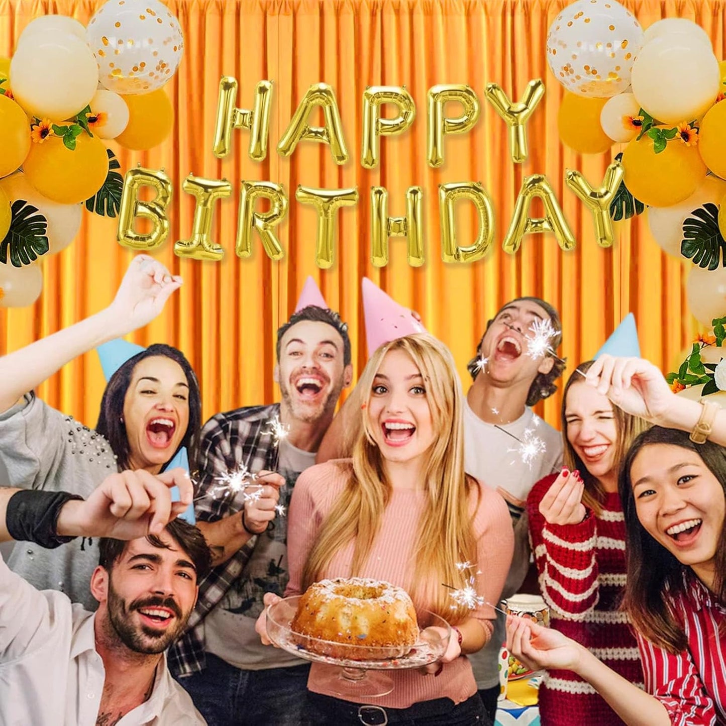 10 x 7 Feet Orange B Backdrop Curtain for Partie, Background Curtains for Photoshoot, Birthday, Wedding, Halloween, Thanksgiving, Christmas, New Year Party Decorations 5Ft x 7Ft, 2 Panels