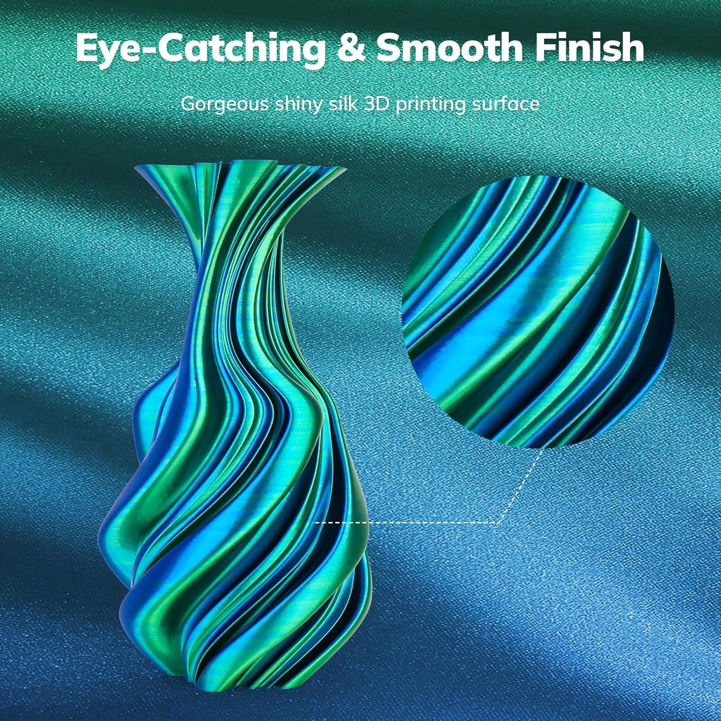 AMOLEN Silk PLA 3D Printer Filament 4KG Bundle, Shiny Dual Color Filament 1.75mm Pack, Multicolor Change 3D Printing Filament for Most FDM 3D Printer, Green Series