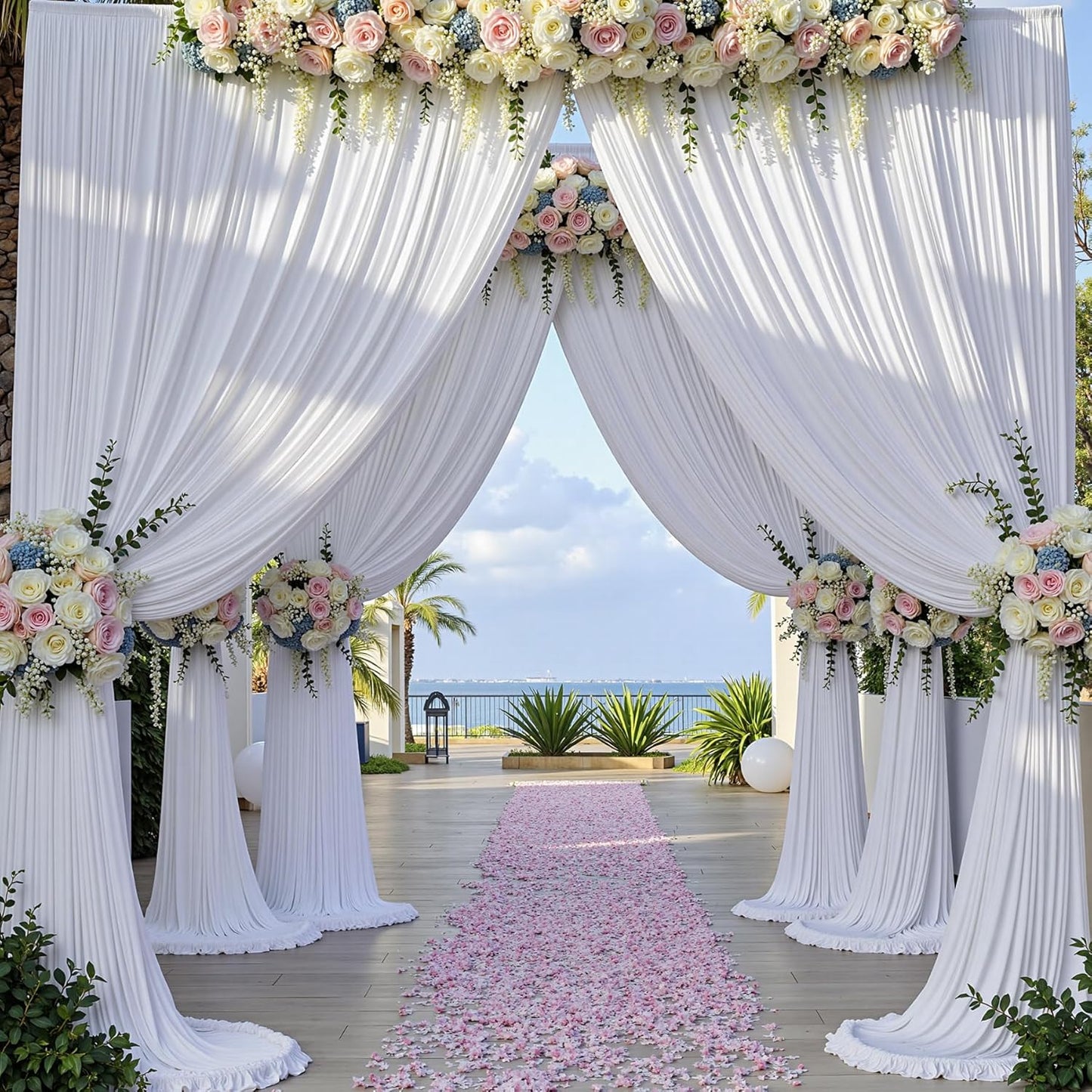 40×12ft White Wrinkle Free Backdrop Curtain, Soft Silky Easy to Drape Wedding Drapes for Backdrop, 8 Panels 12 ft Long Backdrop Curtains for Parties Birthday Baby Shower Photo Photography Background