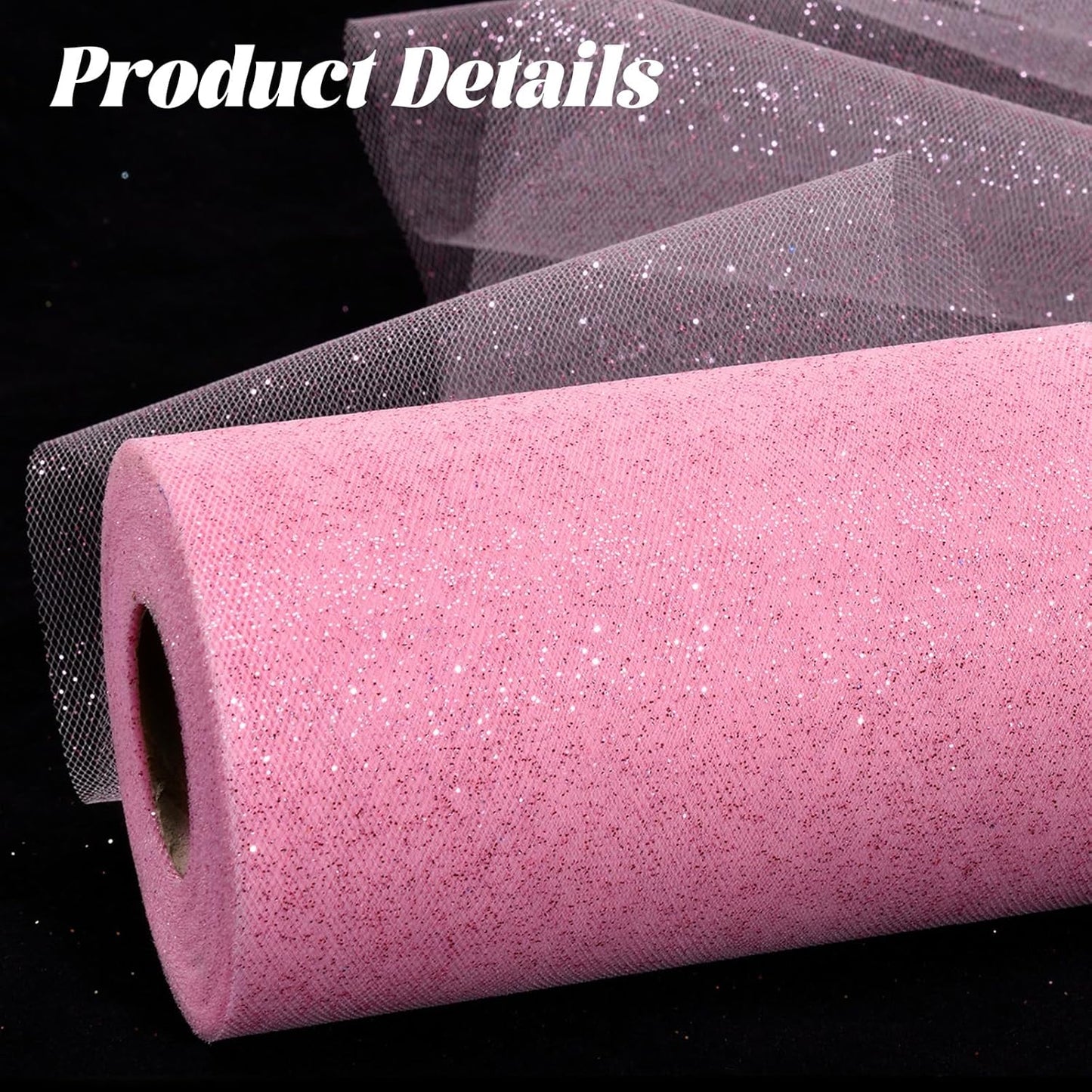 Glitter Tulle Rolls 6” by 50 Yards Sparkle Tulles Fabric Ribbon Sequin Tulle Netting Rolls for DIY Tutu Skirt Wedding Birthday Party Decoration (Light Pink-New)