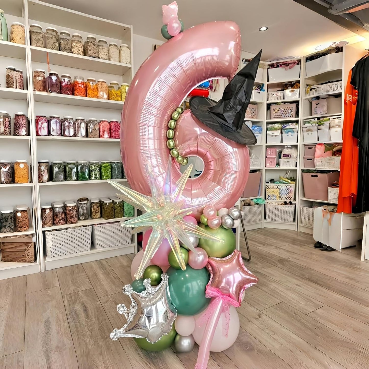 Pastel Pink Number 6 Balloons, 40 In Large Light Pink Number 6 Foil Helium Balloons for Girls, Self Inflating Number Balloons 0-9 for Girls 6th 16th Birthday Women Anniversary Party Decoration