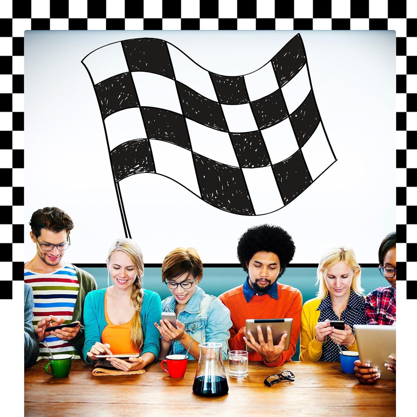 Domensi 100 Pcs Black and White Checkered Racing Straws Plastic Disposable Drinking Straws Hard Plastic Reusable Striped Flag Party Supplies for Race Car Sports Themed Birthday Decoration