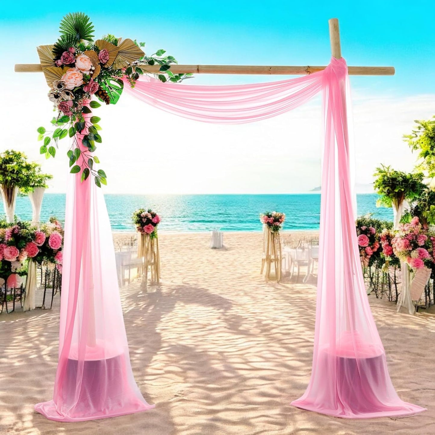 MDS Halloween Chiffon Draping Fabric - 1 Panel, 30" Wide x 50ft Long - Sheer Spooky Arbor & Canopy Drapery for Haunted House Backdrops, Party Ceilings, DIY Costumes & Themed Events - Coral