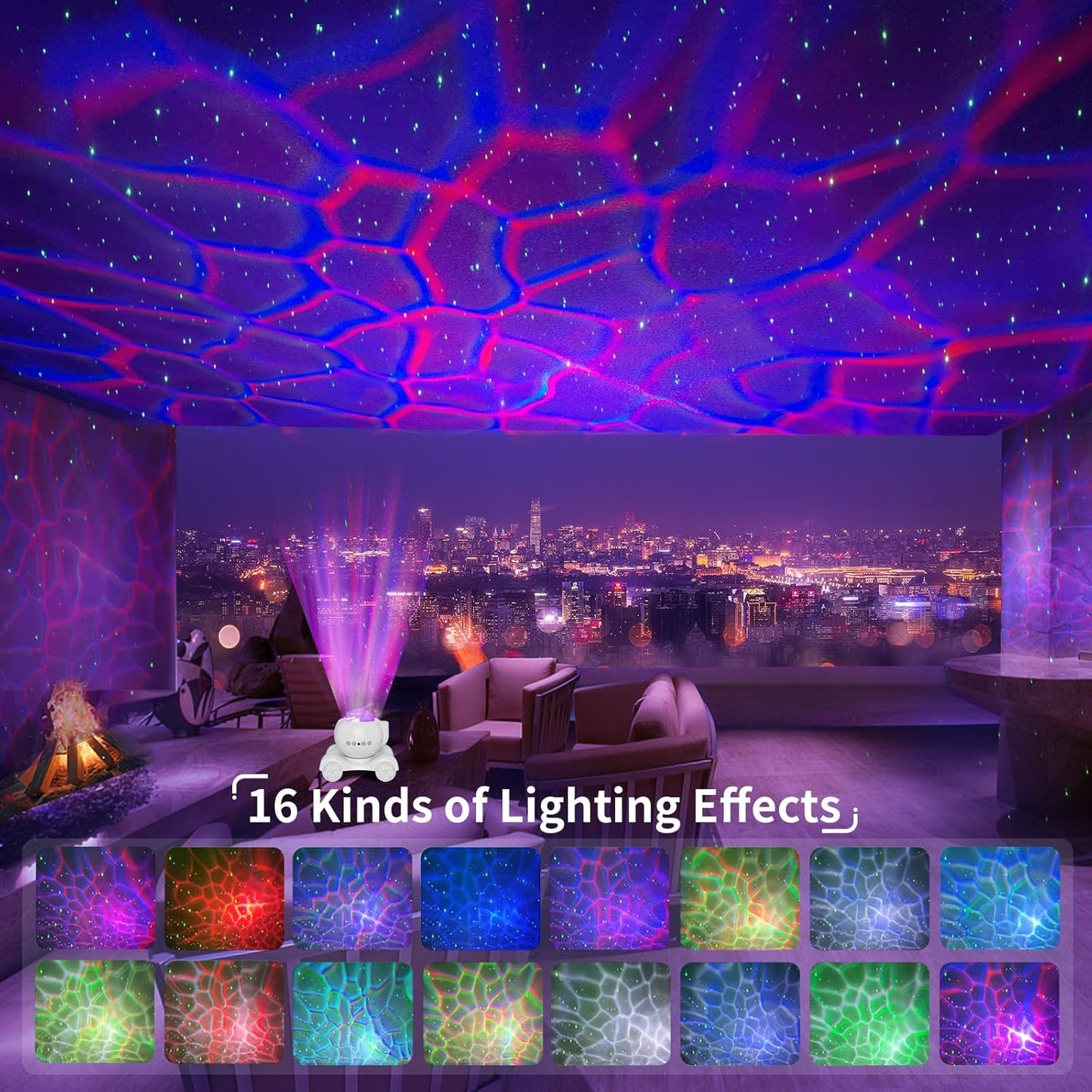 ENOKIK Star Projector, Galaxy Projector Built-in Bluetooth Speaker and 8 White Noise, Night Light for Kids Adults, Aurora Nebula Lamp for Home Decor/Relaxation/Party/Music/Gift (White)