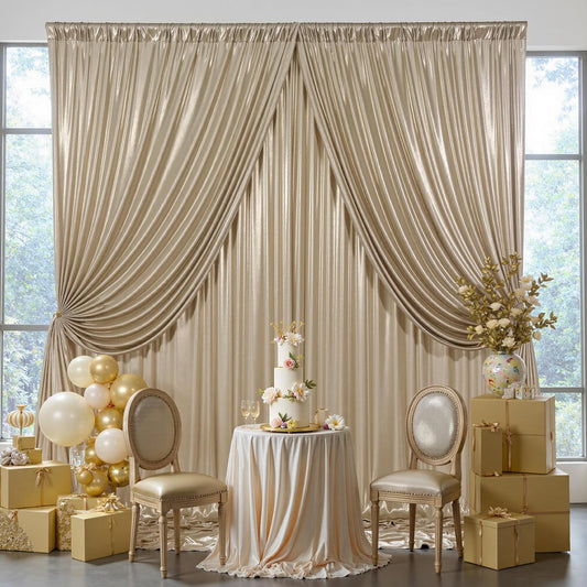 20x10 ft Gliiter Champagne Backdrop Curtain for Parties, Wrinkle Free Thick Fuchsia Sequin Backdrop, 4 Panels 5x10ft Shimmer Photo Backdrop Drapes for Wedding Birthday Photography Background