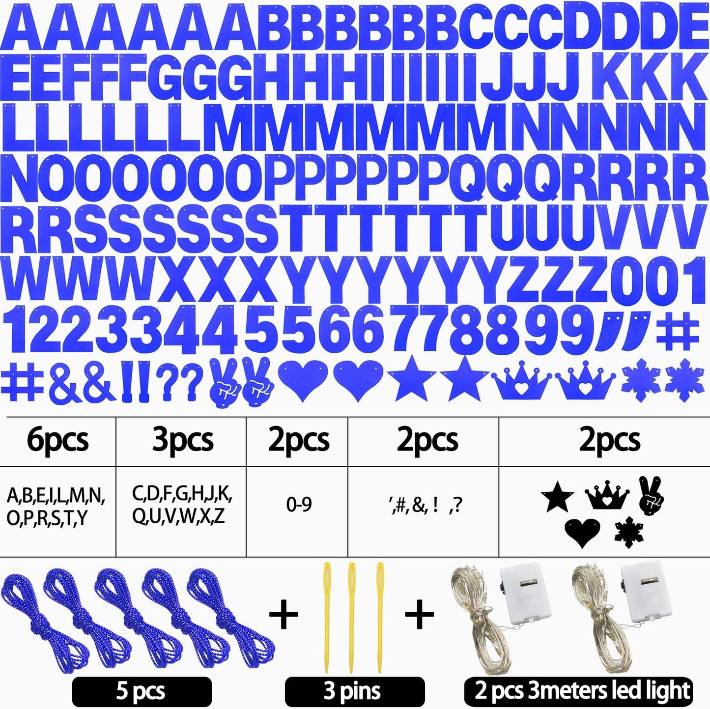 167Pcs DIY Glitter Customizable Banner Kit Hanukkah Custom Banners DIY Happy Birthday Letters Personalized Banner Decor for Christmas Baby Shower Birthday Party Decoration(Glitter Sapphire Blue)