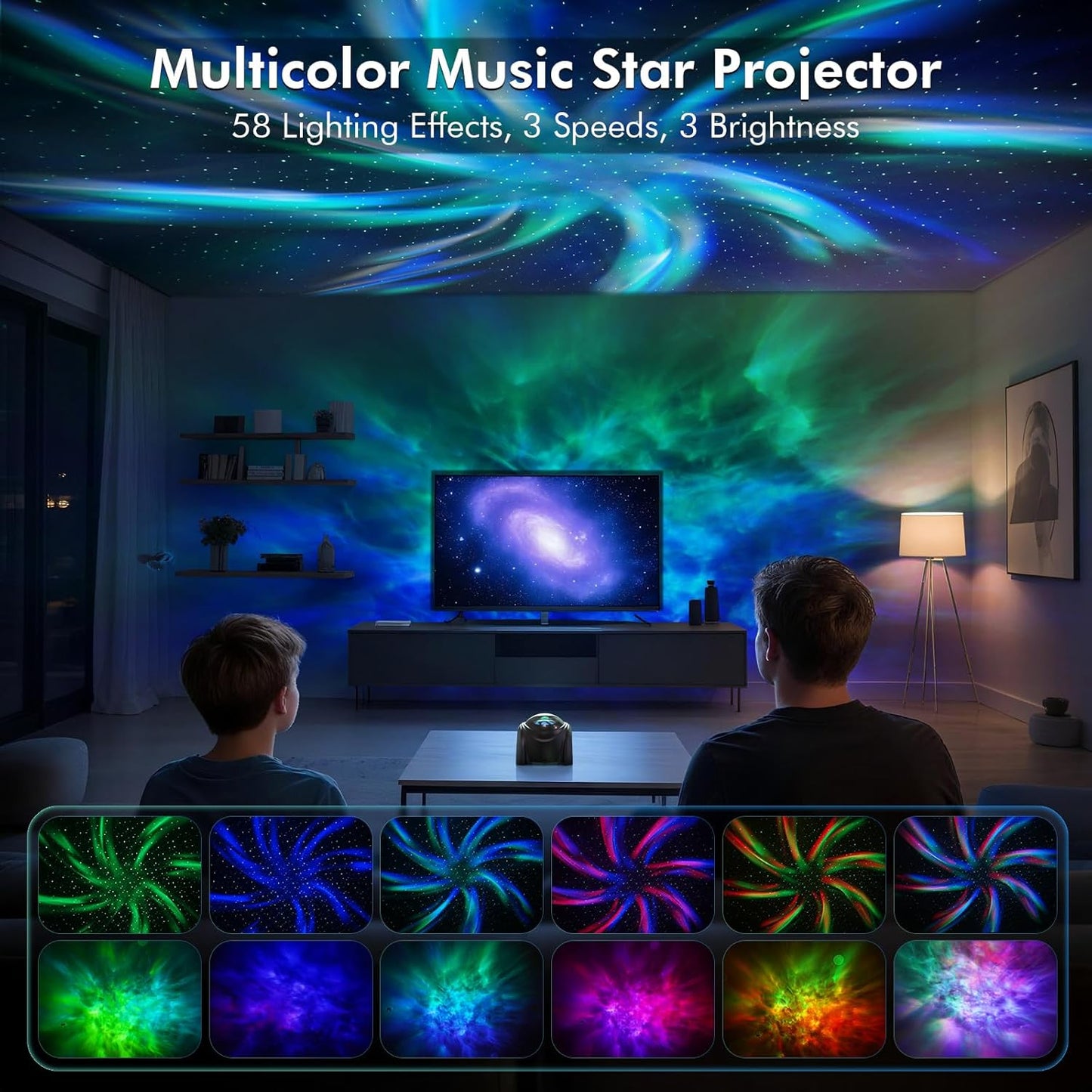 Rossetta Galaxy Projector, Star Projector for Bedroom with Bluetooth Speaker & White Noise, Remote, Timer, Night Light for Kids Room Decor, Party, Birthday & Christmas Gifts for Adults Teen Girls Boys