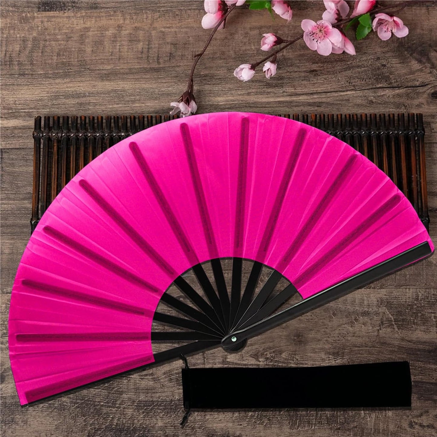 13inch Large Rave Fan Popping Clacking Fans for Line Dancing,Hand Fans for Women Foldable,Boots on The Ground Fan,Portable for Outdoor,Wedding,Party,Decoration (6pcs Pink)