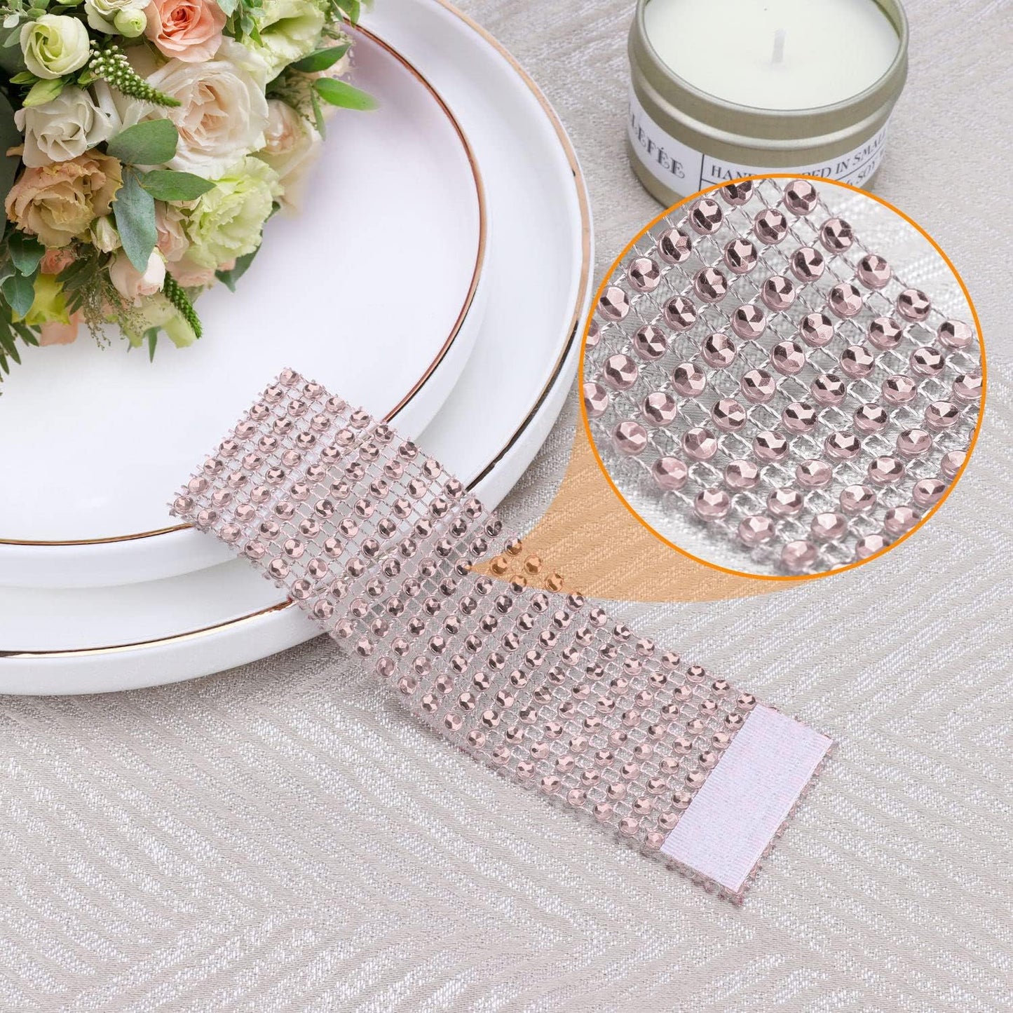 Pink Napkin Rings for Wedding Set of 150pcs,Rhinestone Diamond Crystal Napkin Rings Bulk for Wedding Reception, Dinner, Place Settings, Holiday Parties or DIY Decoration (150,Light Pink)