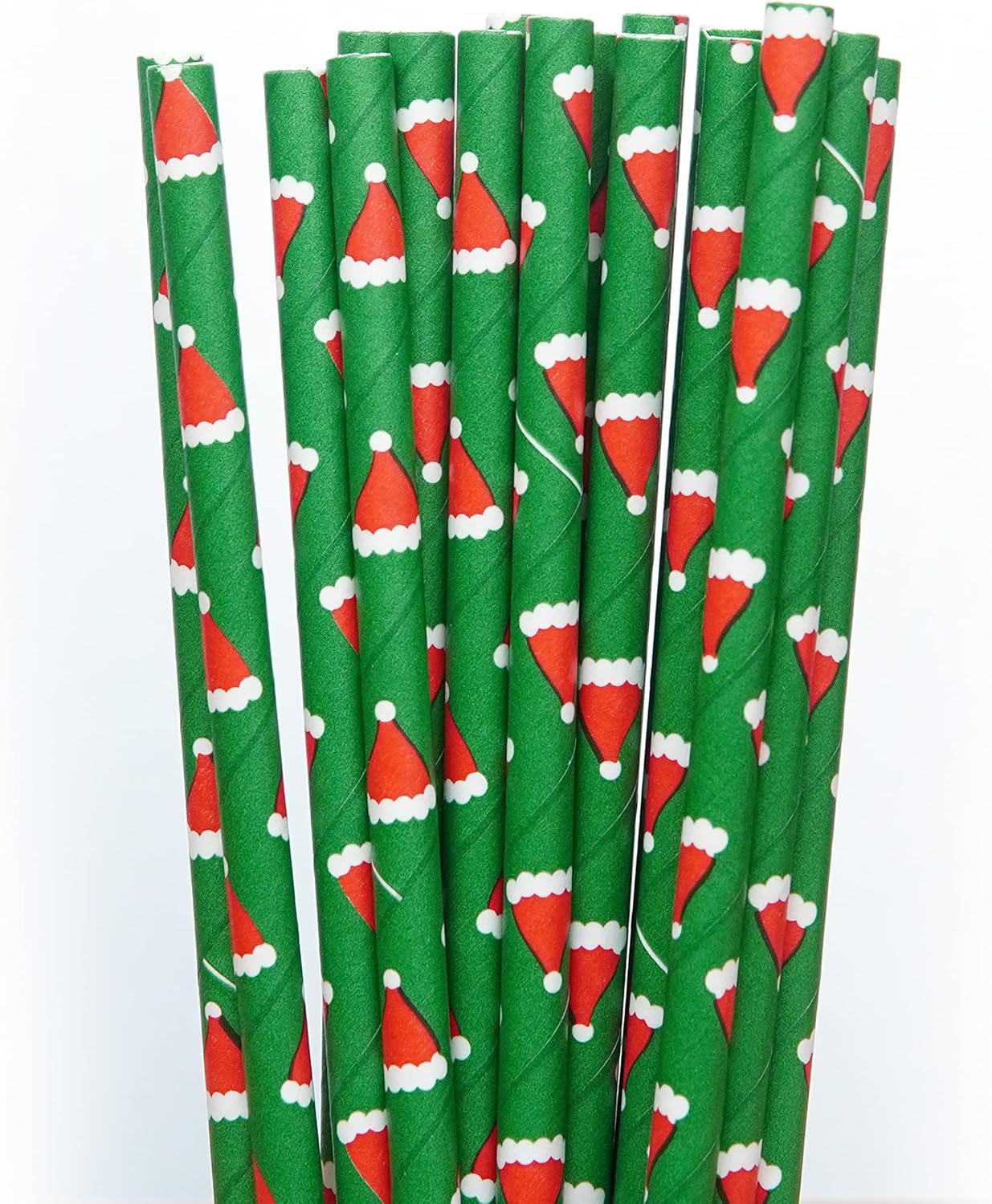 Weemium Christmas Paper Straws - [200 Pack] in 10 Designs - Biodegradable Christmas Straws for Drinking, Party and Crafts