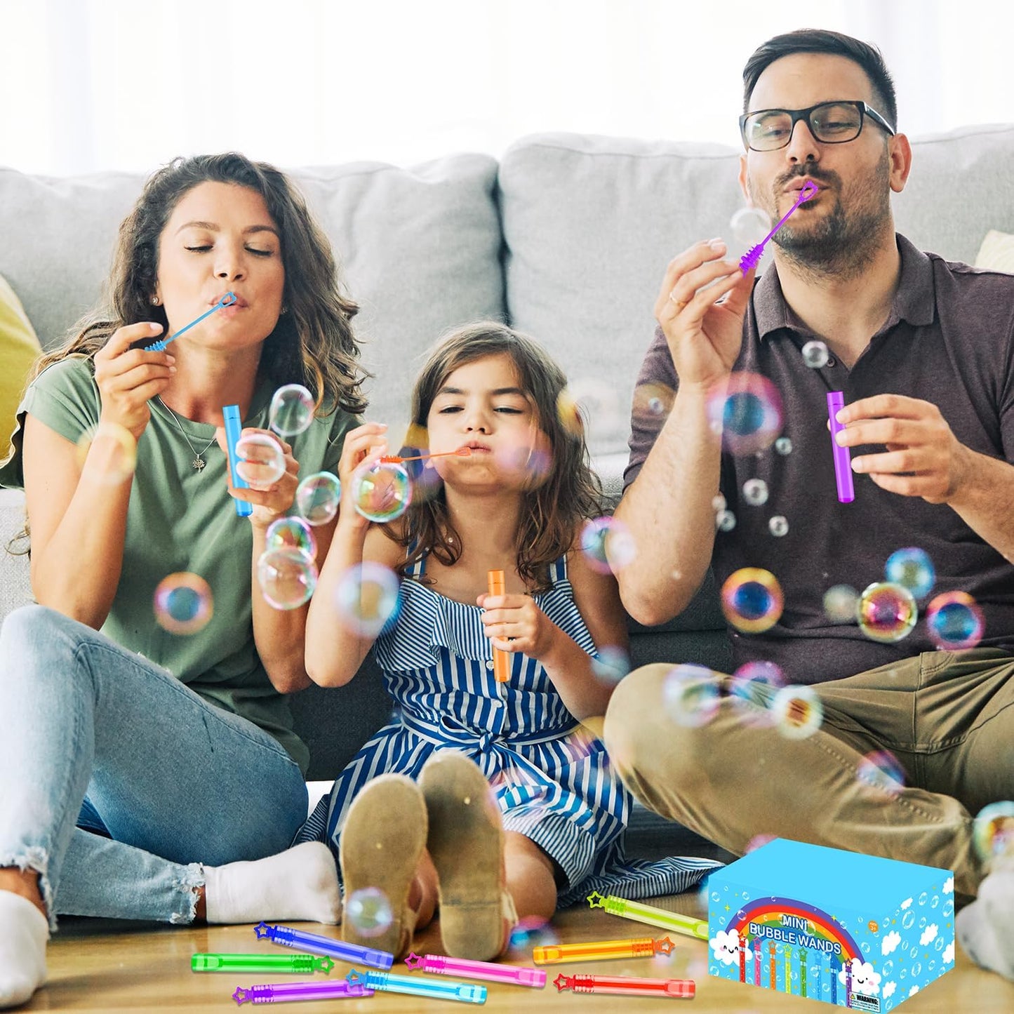 300 Pack Mini Bubble Wands for Kids, Bulk Rainbow Party Favors & Goodie Bag Stuffers Fillers for Toddlers, Prize Box Toys for Halloween Classroom Rewards, Bulk Gifts for Wedding, Pinata, Carnival