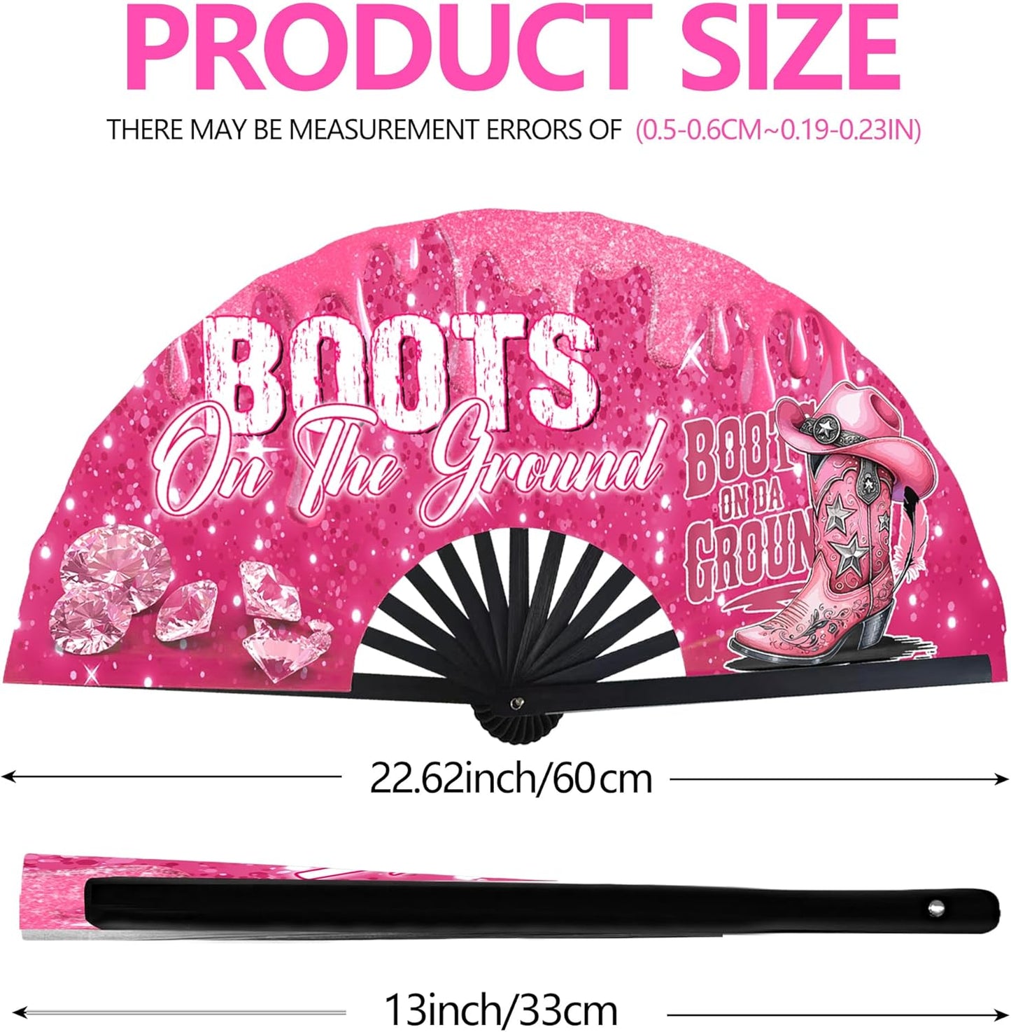 Boots On The Ground Hand Fan,Where Them Fans At Folding Fans,Clapping Clacking Fans For Line Dancing Unique Oriainal Pattern for Party Props Perfect Gifts for Line Dance Lover (Style 2)