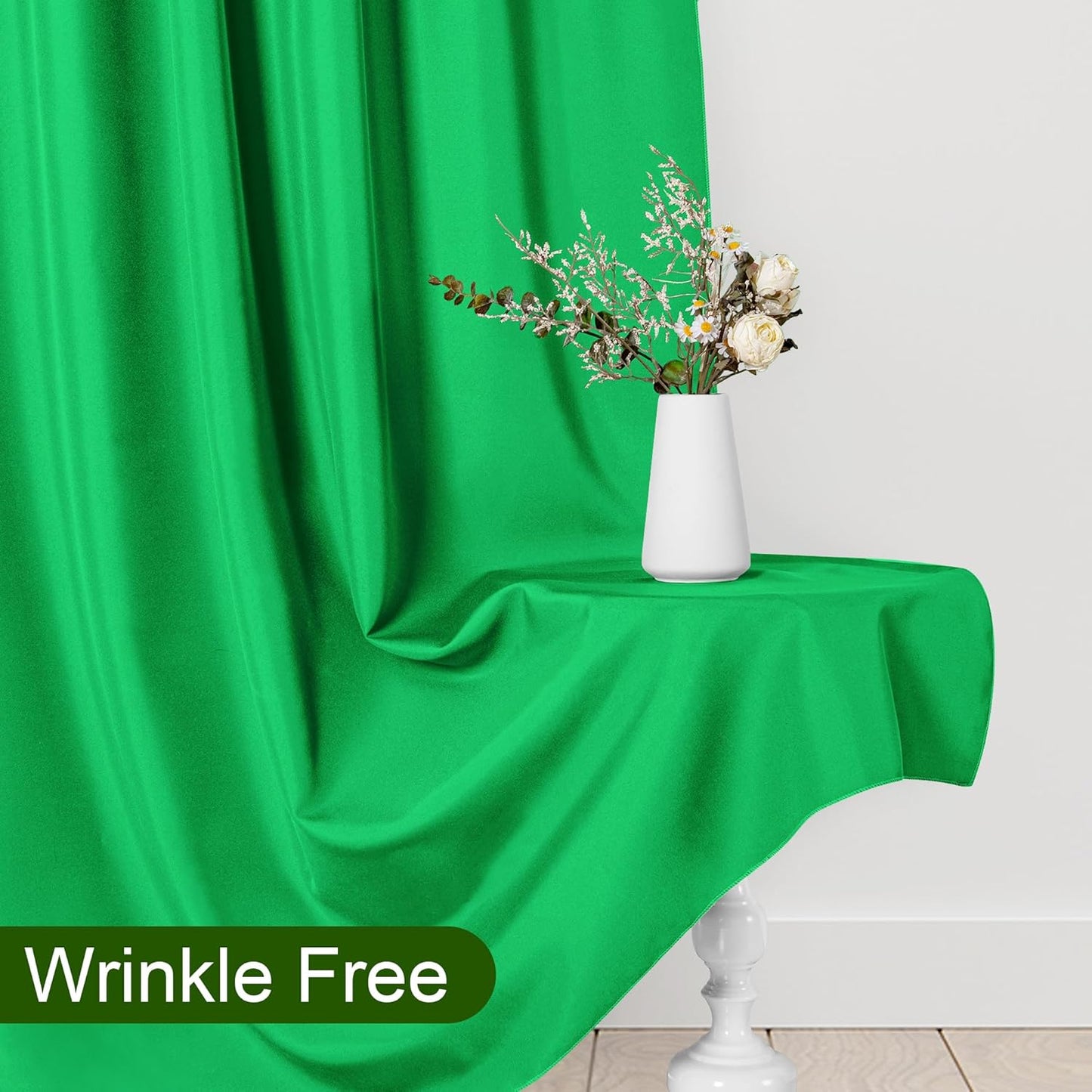 DWCN 10x8 FT Green Backdrop Curtains for Parties, Photography Backdrop Drapes with Rod Pockets for Wedding Decorations Stage Birthday Family Gatherings, 2 Panels 5ft x 8ft