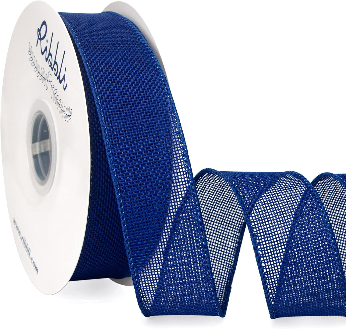 Ribbli Royal Blue Burlap Wired Ribbon, 1-1/2” Inch x Continuous 20 Yard, Blue Wired Ribbon for Wreaths,Big Bows,Tree Decoration,Outdoor Decoration