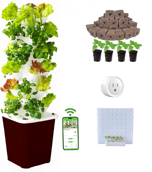 Hydroponics Growing System kit, Vertical hydroponic Garden ，Outdoor Indoor hydroponics Growing System，Lettuce Grow Tower,Pump System, Auto Timer, 30 Pods,Gardening Gift