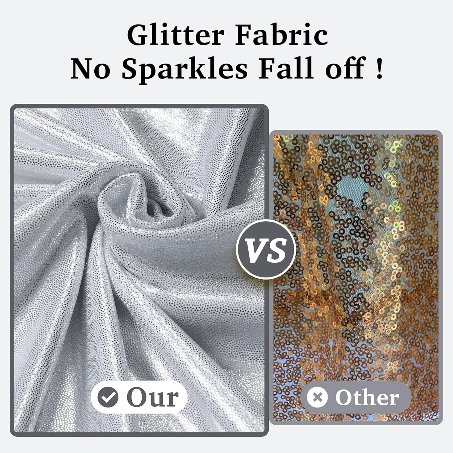 10ft x 10ft Silver Sequin Backdrop Curtain for Parties, Wrinkle Free Thick Glitter Photo Backdrop Drapes 2 Panels 5x10FT Back Drop Cloth Shiny Fabric for Wedding Birthday Photography Background