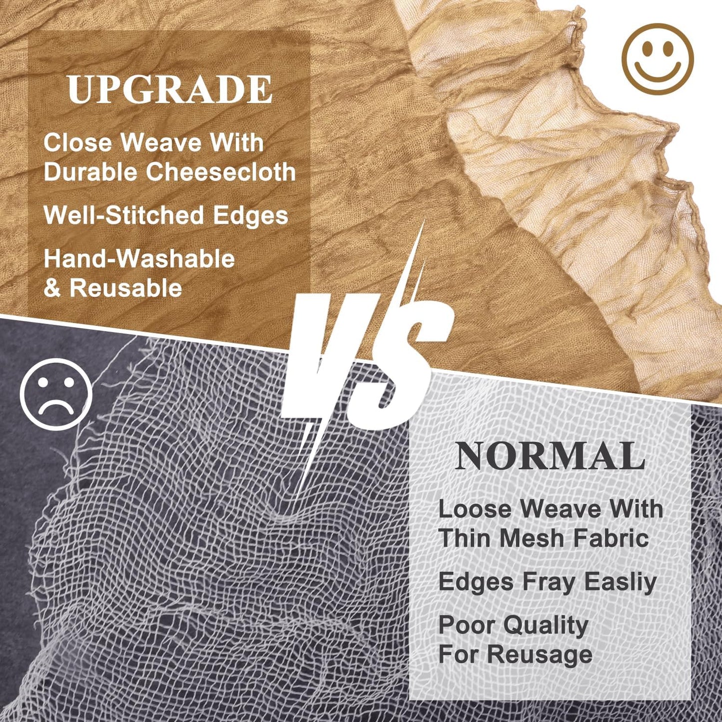 Asee'm 6pcs Cheesecloth Table Runner 120 Inches Long Khaki Boho Gauze Cheese Cloth Runner 10FT Rustic Sheer Table Runners for Christmas Wedding Party Baby Shower Spring Easter Decoration