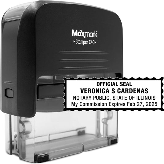 MaxMark Notary Stamp for State of Illinois- Self Inking Stamp