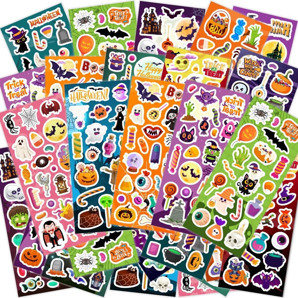 36 Sheets Halloween Stickers, Halloween Stickers for Kids Treat Bags Classroom Crafts Gifts Decorations, Halloween Party Favors, Trick or Treat Party Supplies