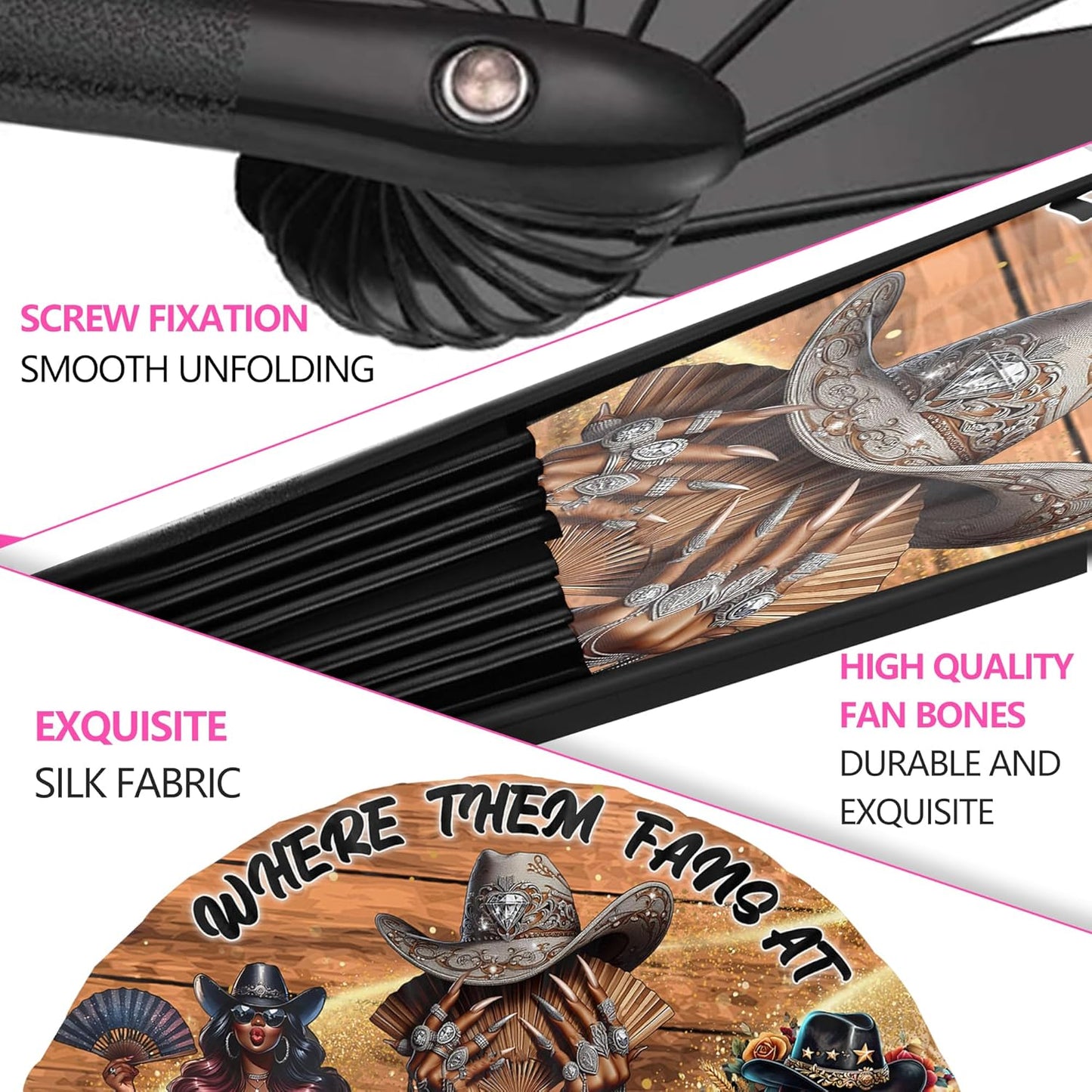 Boots On The Ground Hand Fan,Where Them Fans At Folding Fans,Clapping Clacking Fans For Line Dancing Unique Oriainal Pattern for Party Props Perfect Gifts for Line Dance Lover (Style 3)