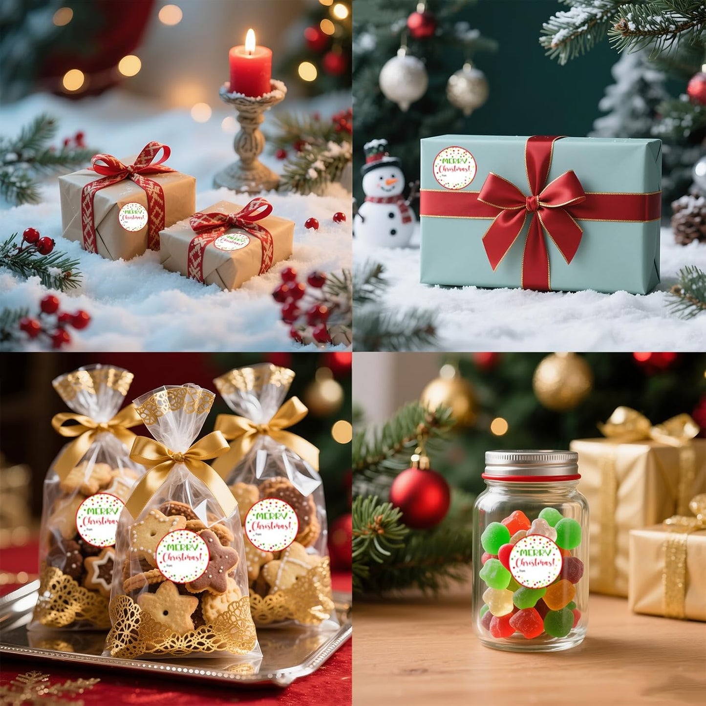 120Pcs Merry Christmas Stickers, 2" Christmas Name Tags Stickers Self-Adhesive, Color Points Xmas Labels for Gifts, Happy Holidays Stickers for Party Window Gift Goodie Bags Xmas Decor