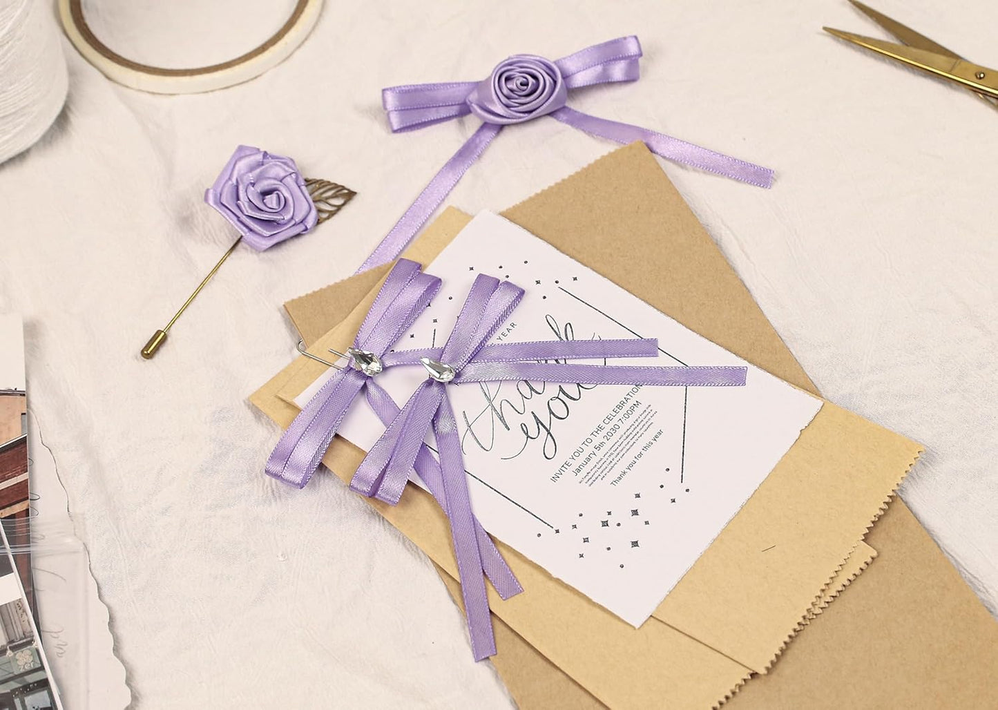 Lavender Satin Ribbon 1/4 inch X Continuous 50 Yards, Single Face Polyester Ribbon Perfect for Gift Wrapping, Flower Bouquet, Wedding Decor, Crafts, Bow Making, Sewing and More