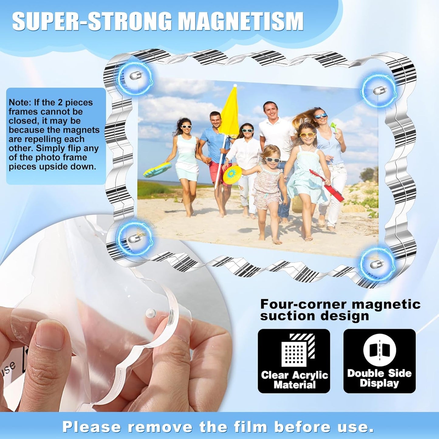 Aheroi 4x6 Acrylic Picture Frames, 3 Pack Clear Scalloped Acrylic Photo Frame Freestanding Magnetic Picture Frames for Desktop, Transparent Thickened Double Sided Picture Holder, Exclusive Shape Design