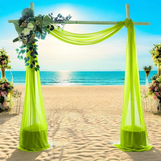 MDS Halloween Chiffon Draping Fabric - 1 Panel, 30" Wide x 20ft Long - Sheer Spooky Arbor & Canopy Drapery for Haunted House Backdrops, Party Ceilings, DIY Costumes & Themed Events - Parrot Green