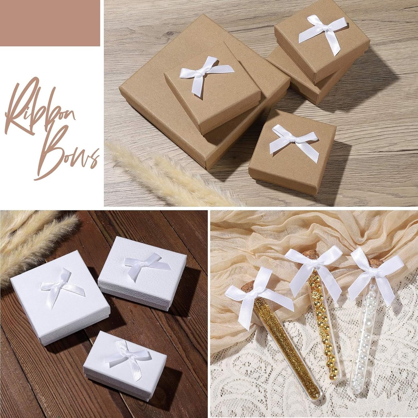 YGDZ 50 PCS Mini White Bows, Small Stain Ribbon White Bow for Crafts, Tiny Bows Decorations for Gift Wrapping, Wedding Party Favors, Cake, Balloons