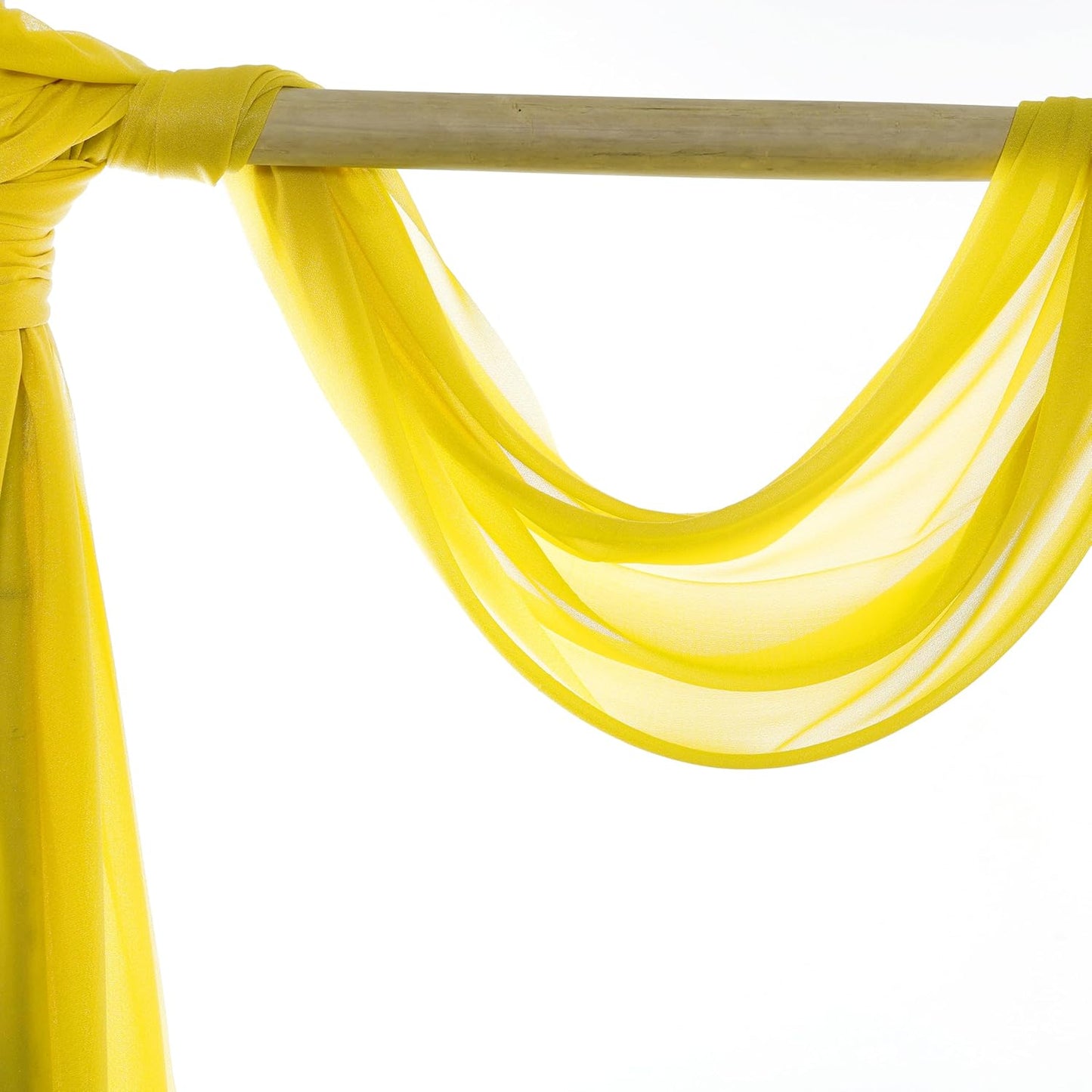 VDS Pack of 1 Panel (30 Inch X 50 Feet) Wedding Arch Draping Fabric Sheer Chiffon Fabric Drapery for Wedding Ceremony Reception Swag Backdrop Canopy Chuppah ARBO Altars Decoration (Yellow)