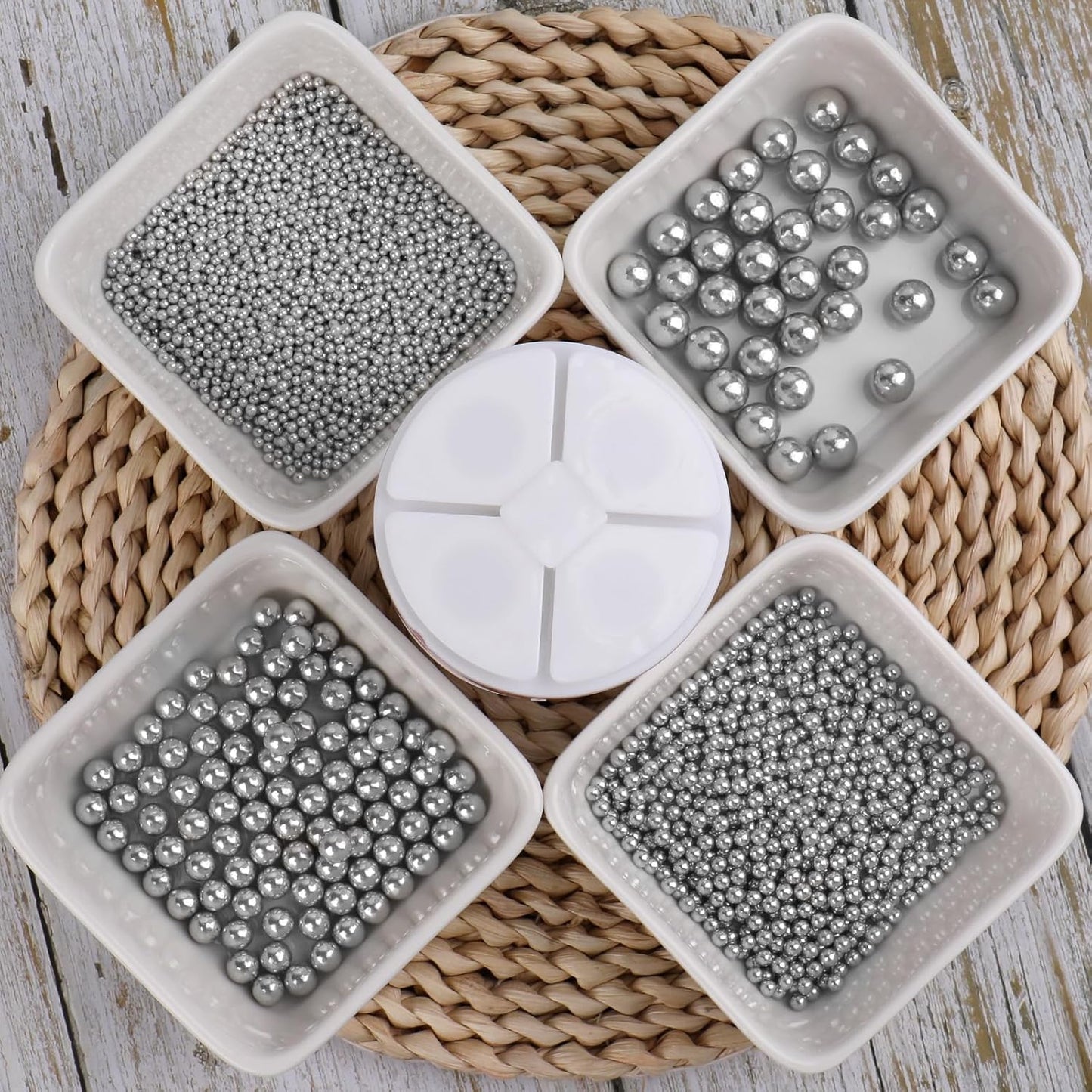 Sprinkles for Cake Decorating, 11Oz 6 Sizes Mix Silver Pearl Sprinkles for Cake Cupcake Ice Cream Donuts Cookie Baking Toppings