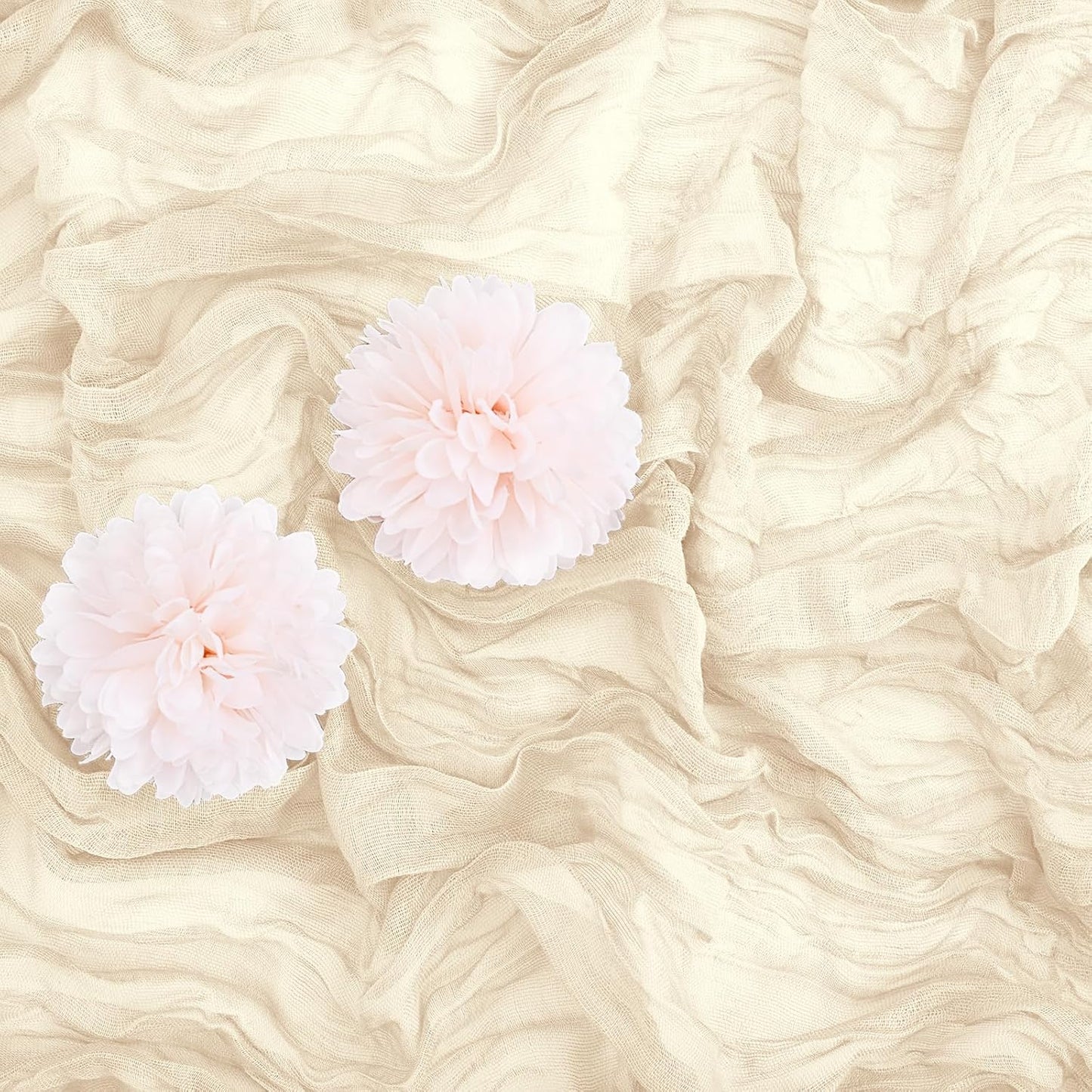 Aktor 12 Pack Ivory Table Runner Boho Cheesecloth Table Runner Semi Sheer Gauze Fabric Runners for Wedding Birthday Baby Shower Party Boho Table Decoration（Ivory）